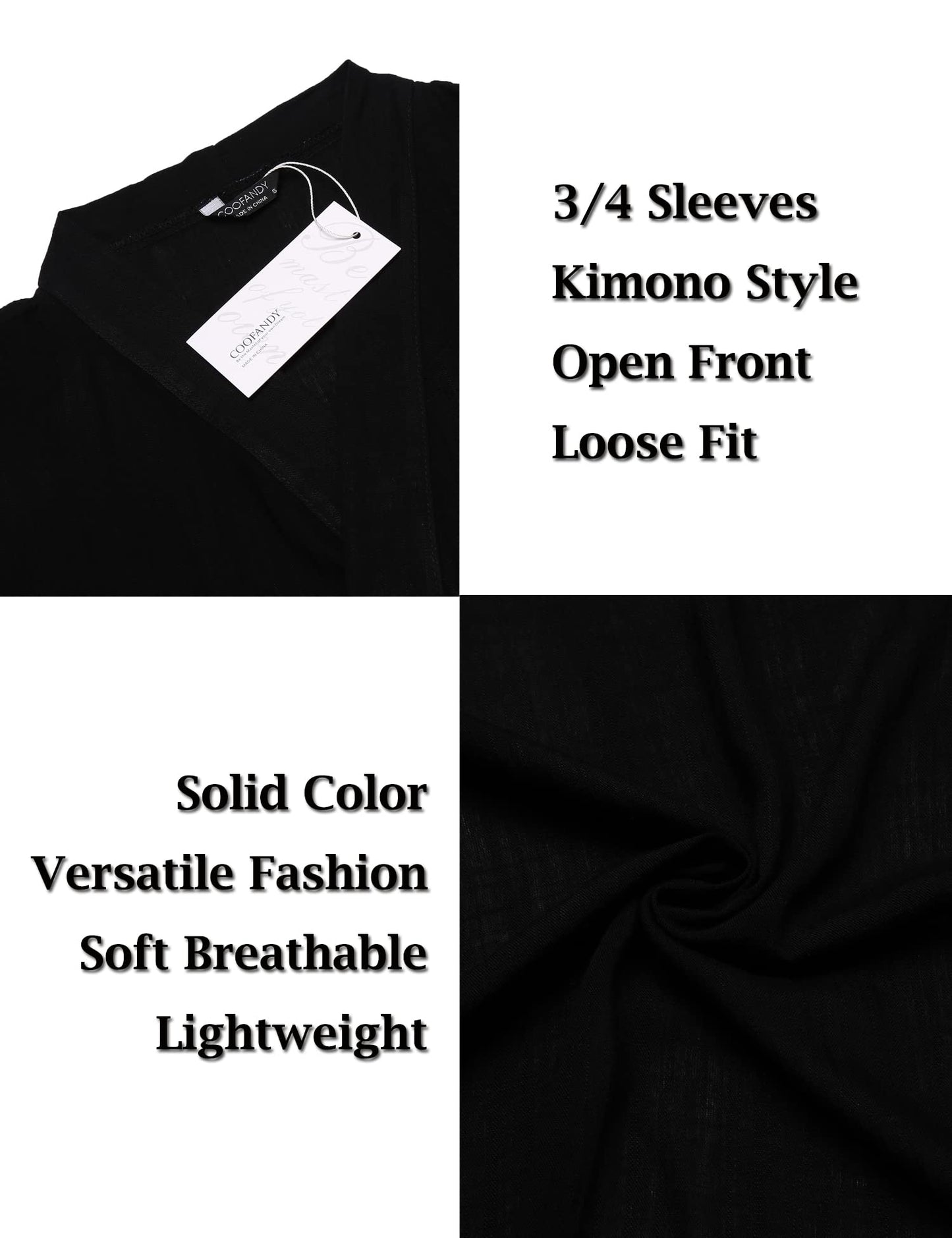 COOFANDY Men's Ruffle Shawl Collar Lightweight Cardigan Long Kimono Jackets Open Front Drape Cape Coat, Typeb-black, X-Large