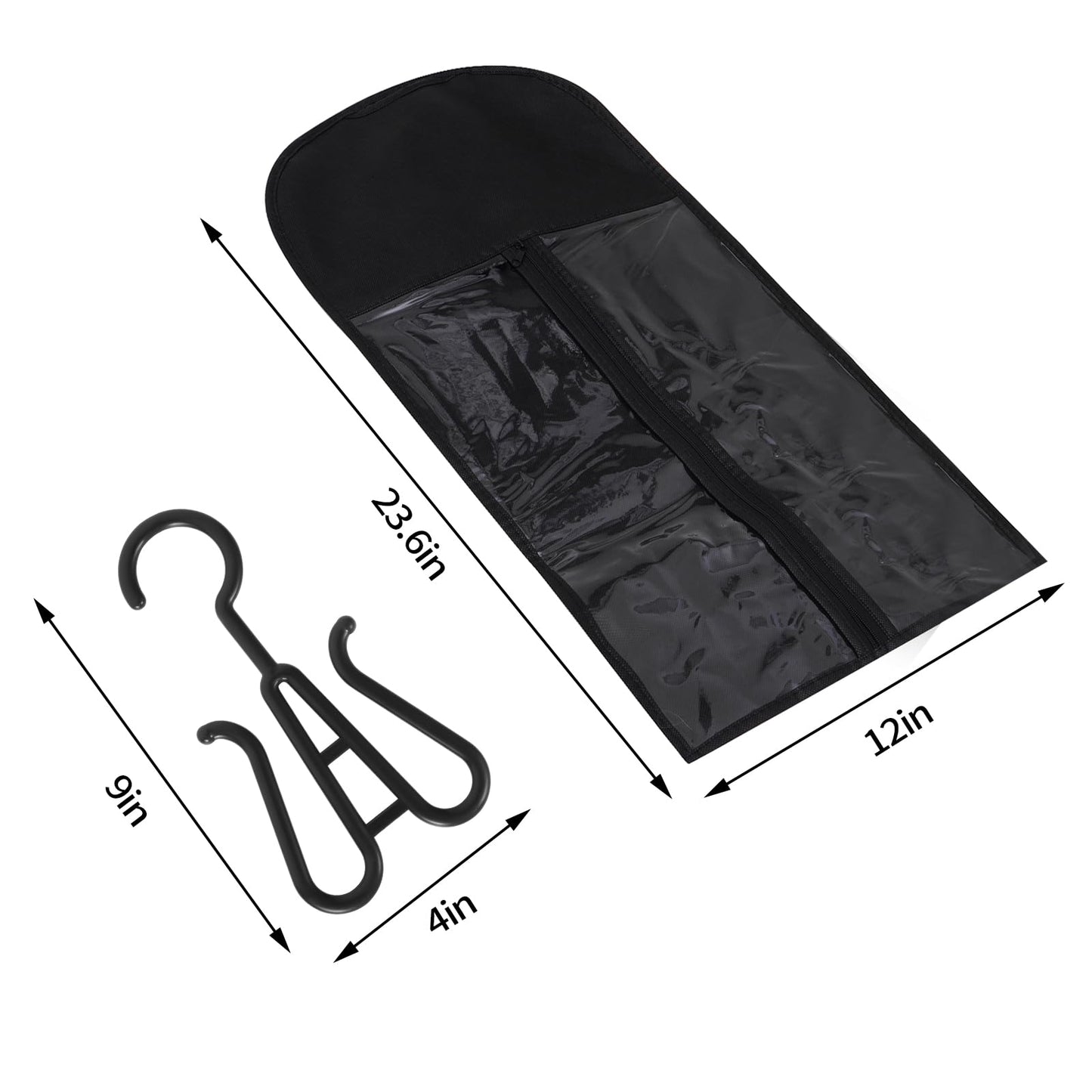 12PCS Hair Extension Holder Wig Storage Bags with Hanger for Multiple Wigs, Dust-proof Wig Hanger Hair Extension Storage Wig Bags for Hair Extensions, Wigs & Accessories