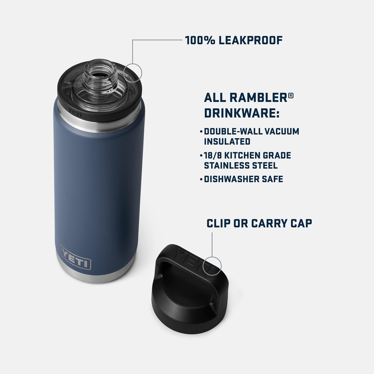 YETI Rambler 26 oz Bottle, Vacuum Insulated, Stainless Steel with Chug Cap, Cape Taupe