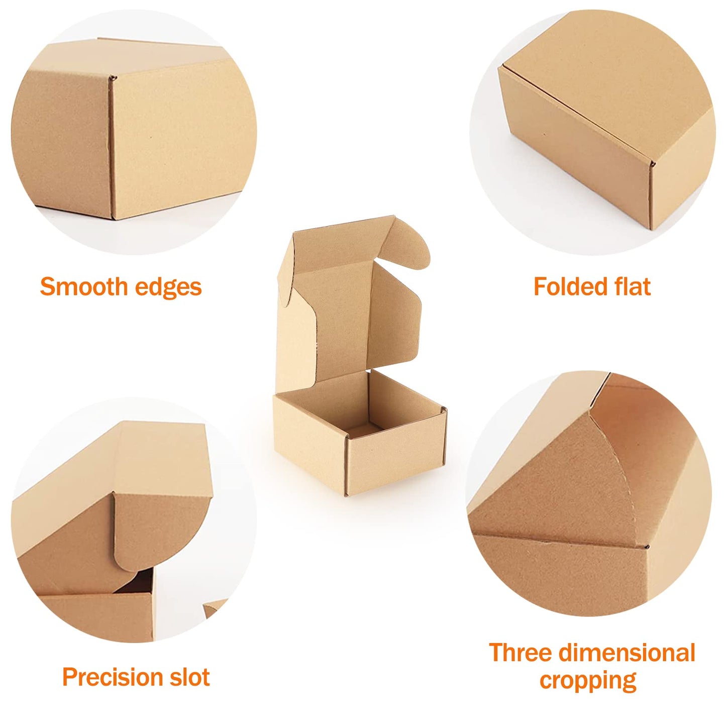 PHAREGE 4x4x2 inch Shipping Boxes 50 Pack, Brown Cardboard Gift Boxes with Lids for Wrapping Giving Women Men Presents, Small Corrugated Mailer Boxes for Packaging Mailing Small Business