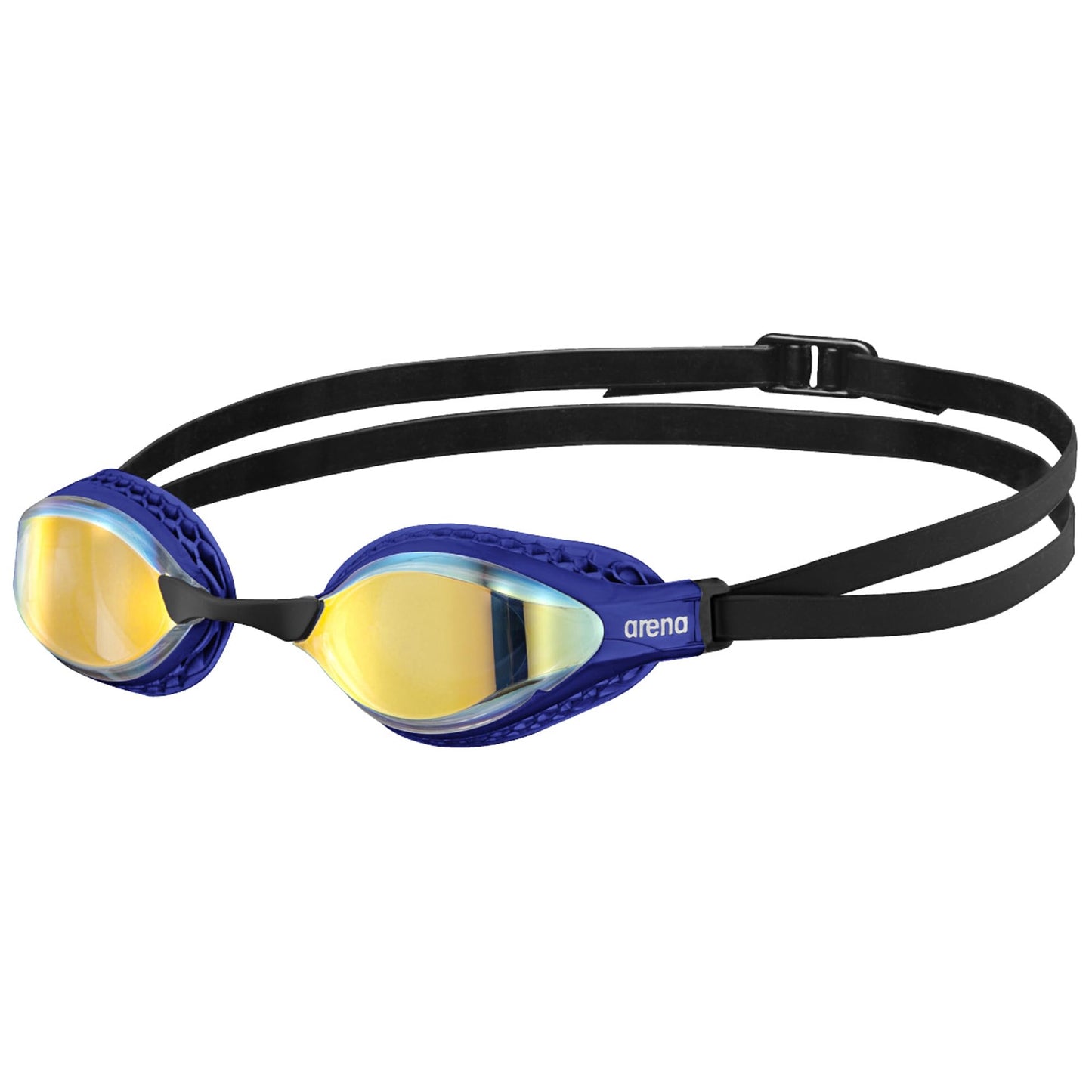 arena Air-Speed Anti-Fog Swim Goggles for Men and Women, Yellow Copper Mirror/Blue
