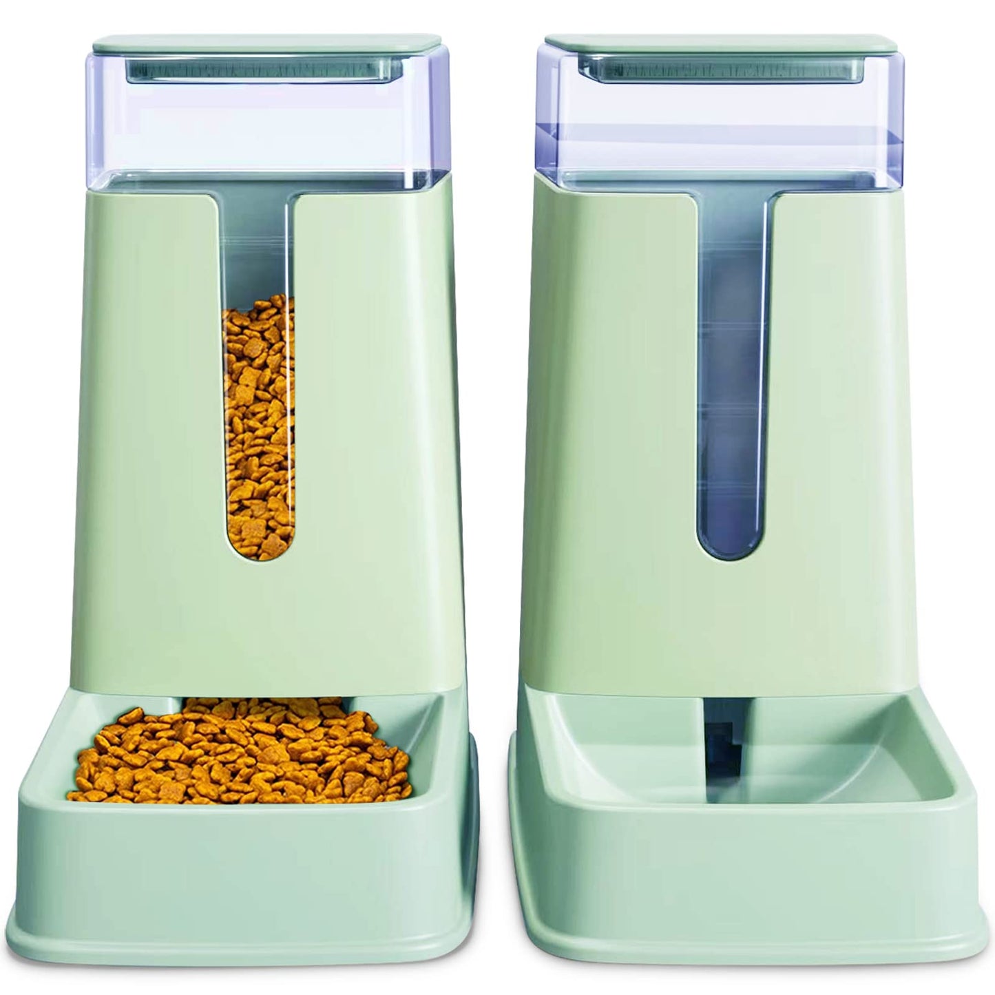 Automatic Pet Feeder Small&Medium Pets Automatic Food Feeder and Waterer Set 3.8L, Travel Supply Feeder and Water Dispenser for Dogs Cats Pets (Light Green)