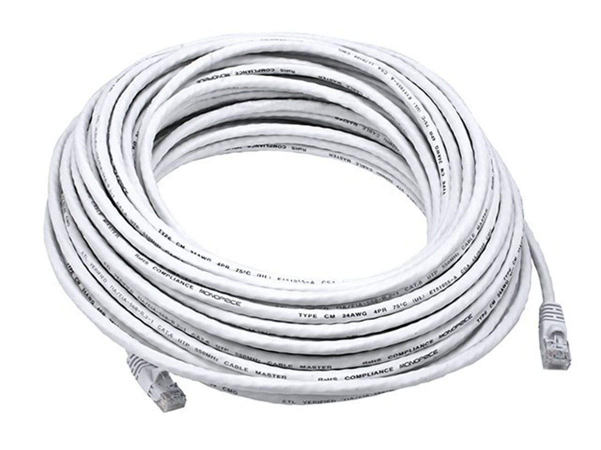 Monoprice 75-Feet 24AWG Cat6 550MHz UTP Ethernet Bare Copper Network Cable, White (105032)
