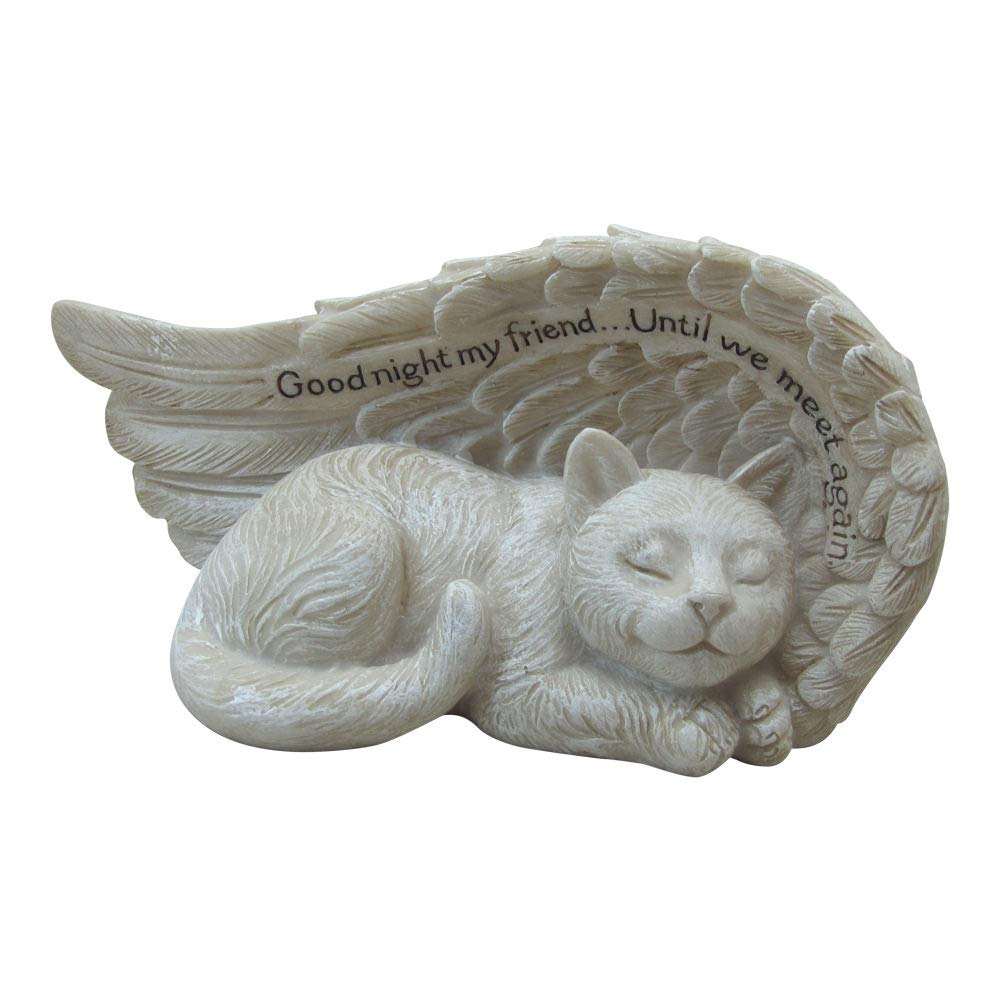 Comfy Hour Loving Memory Collection 4" Cat Peacefully Sleeping in Angel Wing Figurine Pet Statue - in Memory of My Best Friend Bereavement, Polyresin