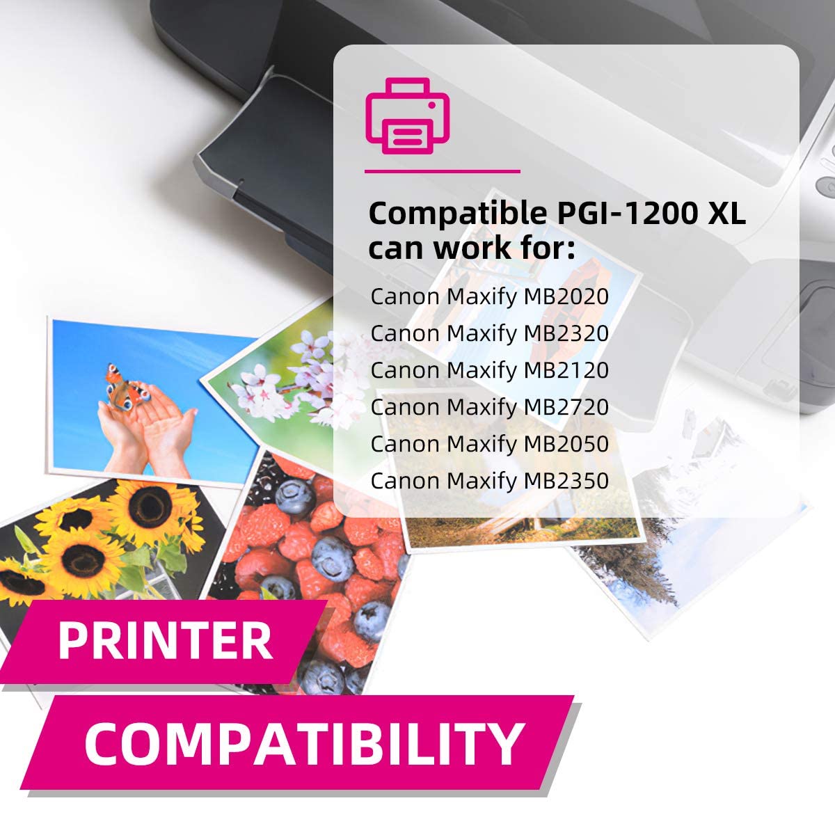 PGI-1200XL Ink Cartridges Replacement for Canon Maxify MB2720 MB2320 MB2120 MB2020 MB2350 MB2050 Printer, Compatible PGI 1200XL High Yield Pigment Ink 8-Pack (2 Black 2 Cyan 2 Magenta 2 Yellow)