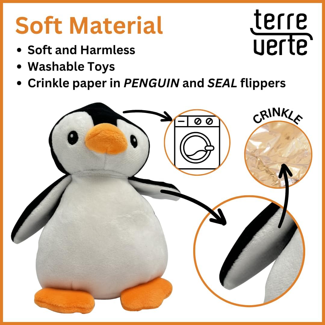 Terre Verte Arctic Friends Dog Plush Toys, Soft, Washable & Durable, Interactive Squeaky Toys, Perfect for Small, Medium, & Large Breeds, Ensuring Endless Entertainment, 3 Pack Cute Dog Plushies