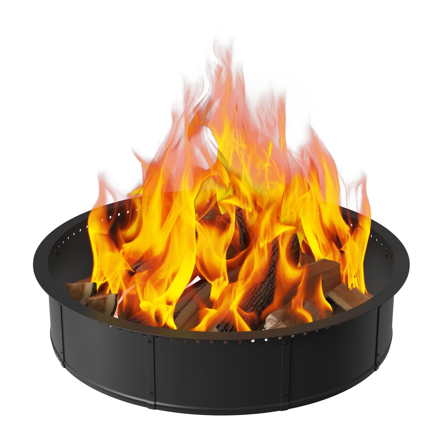 mapleway Smokeless Fire Pit Ring, 42inch Large Round Portable Metal Firepit Accessories for Outside Wood Burning Patio Camping Bonfire Campfire
