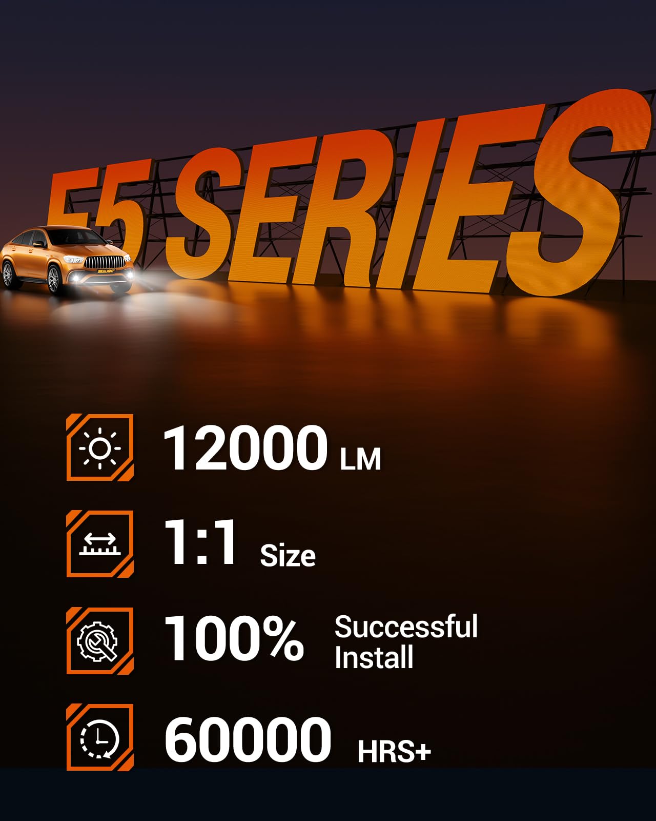 SEALIGHT 880 LED Fog Light Bulbs, 12000LM 893 899 880 885 Fog Lights LED Bulbs 600% Brightness Upgrade, F5 1:1 Size 100% Successful Installation for Trucks Cars, Pack of 2