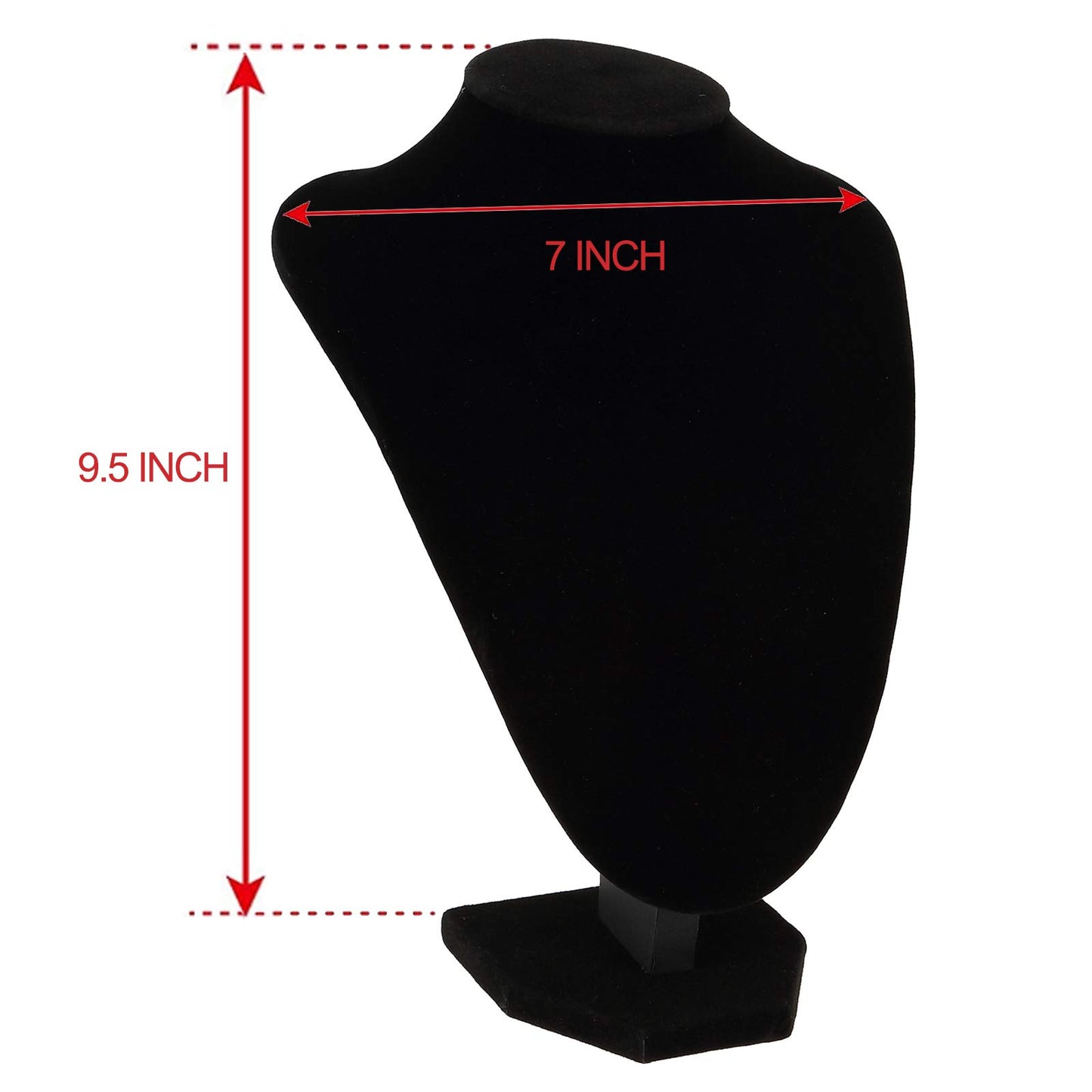 Foraineam 3 Pack Black Velvet Necklace Bust Display 3D Jewelry Chain Organizer Mannequin Model Display Stand Holder