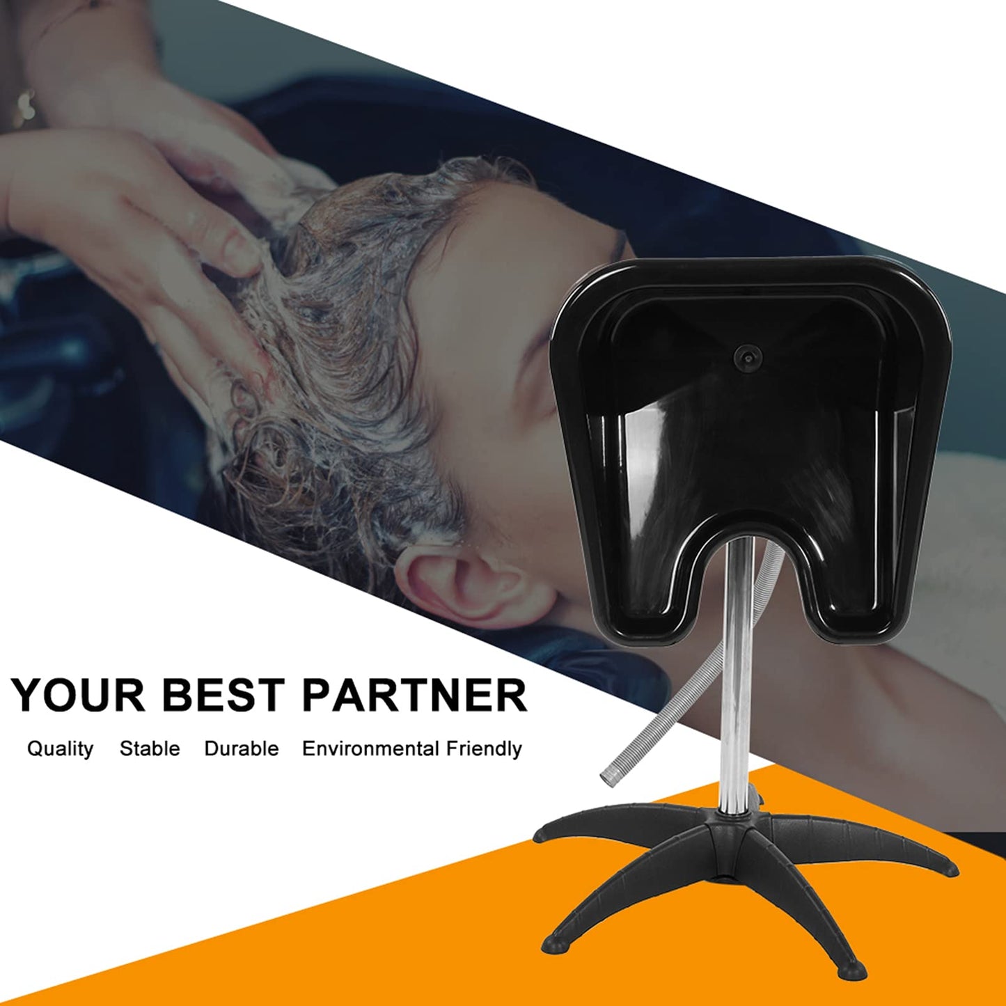 Wash Basin Plastic Shampoo Sink Salon Hairdressing Washing Portable Hair Treatment Barber Tools Height Adjustable with Drain Hose