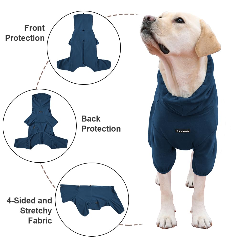 KOOGAL Pet Pajamas for Large Dogs, Extra Large Stretch, Suitable for Adult Dogs, Medium Dogs, Large Dogs Jumpsuit Four-Legged, Surgical Recovery (Blue, 4XL-Fit for 51-77 pounds)