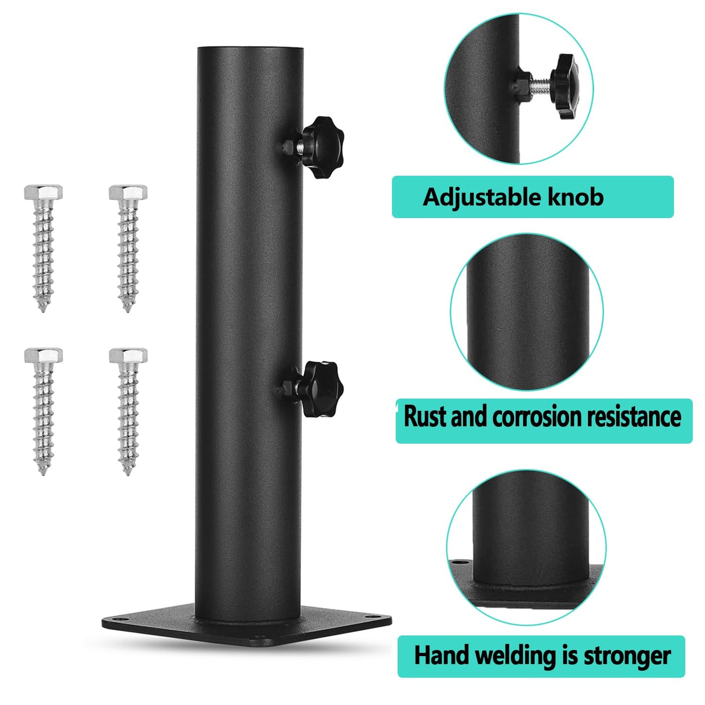 Patio Umbrella Outdoor Base Heavy Duty Steel Outdoor Umbrella Base,Umbrella Mount Umbrella Clamp Universal on Deck or Patio Umbrella Holder Stand for Decks,Docks,Pontoons, patios,Picnic Tables