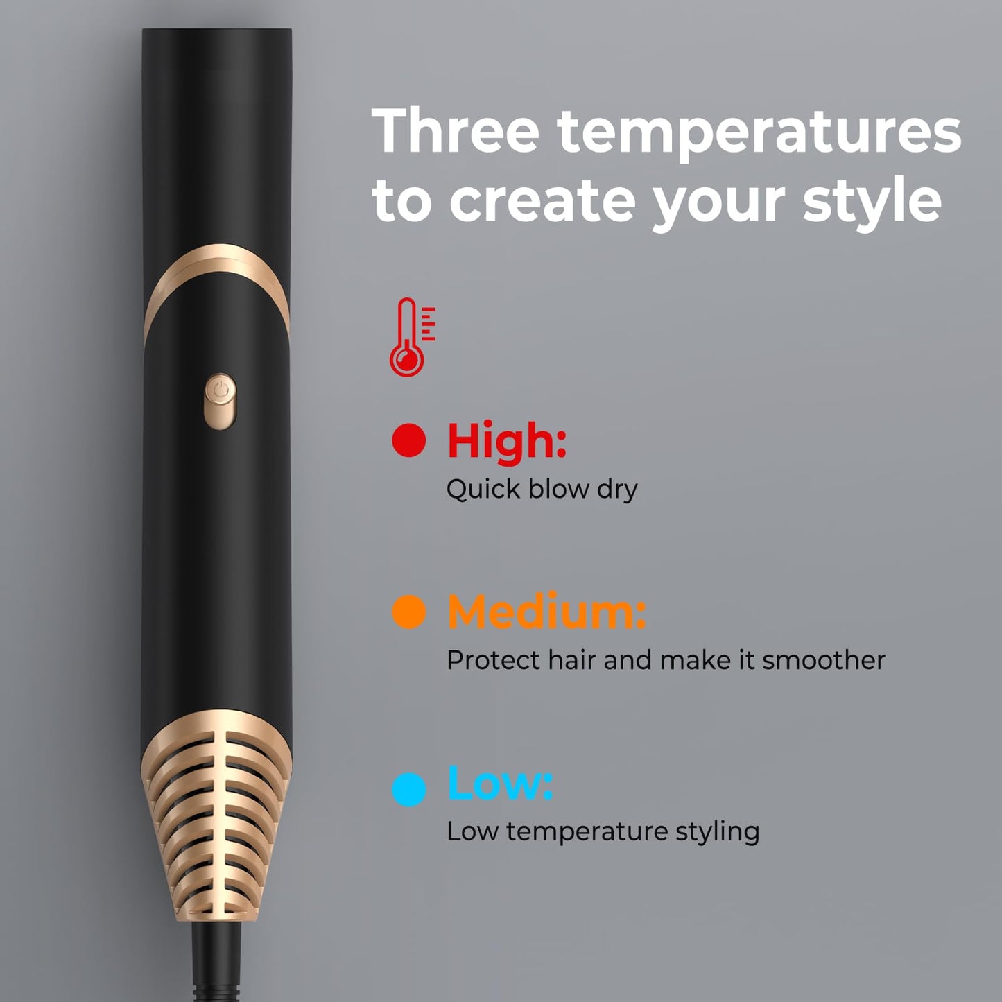 5 in 1 Blow Dryer Brush,Hair Dryer Brush with Detachable Air Styler,Negative Ionic Magic Hair Styler,Hot Air Brush for Women Volumizer,Straightener,Drying