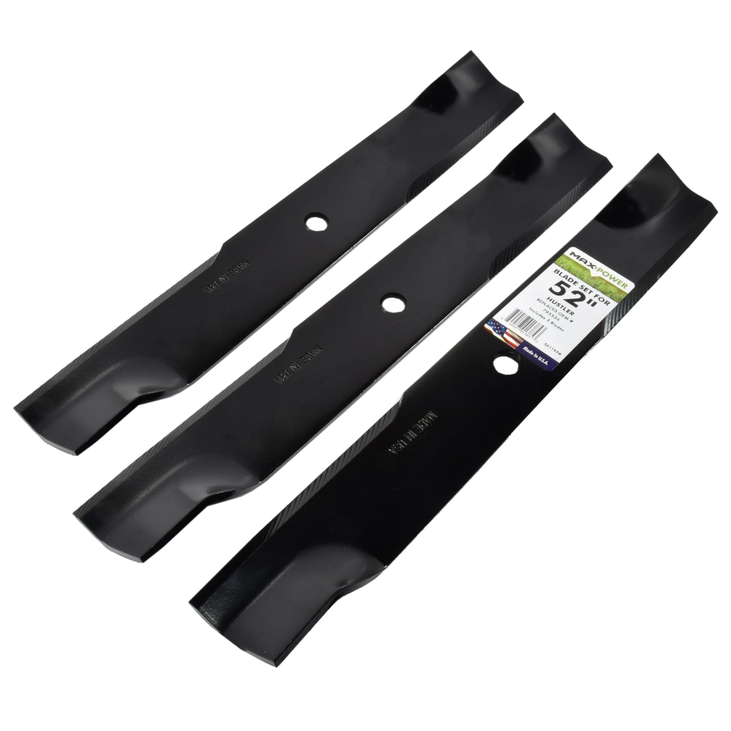 MaxPower 561145 3-Blade Set for 52" Cut Replaces Hustler 795526, 603995, 783753 and Dixie Chopper 30227-52X