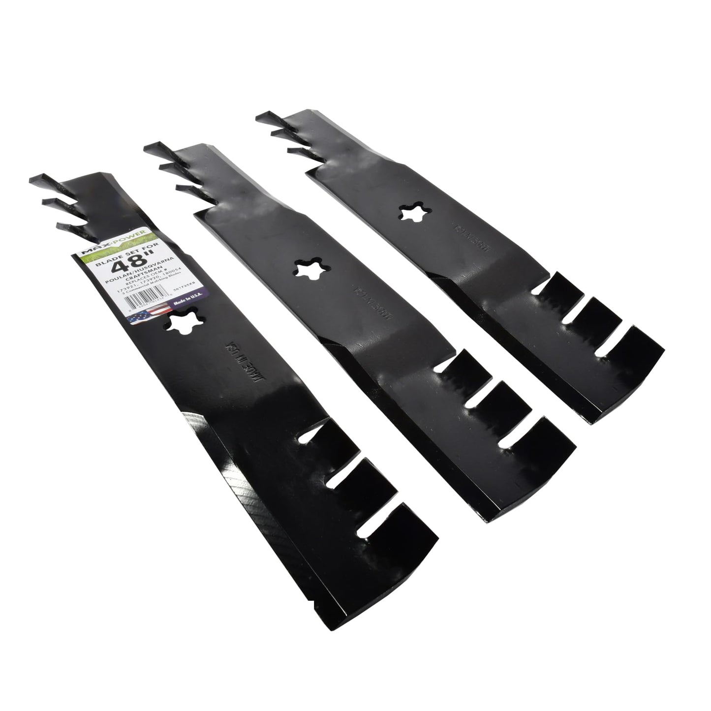 MaxPower 561735X Commercial Mulching 3-Blade Set for 48" Cut Poulan/Husqvarna/Craftsman Replaces 173921, 532173921