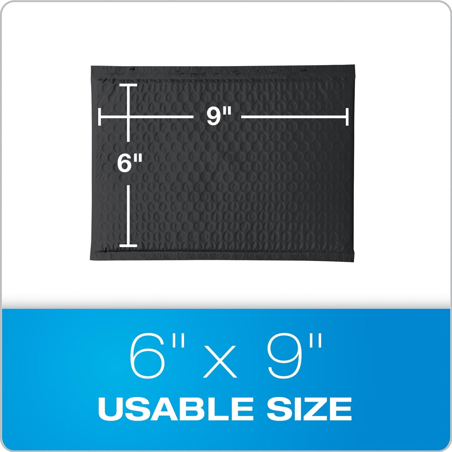 Quality Park Bubble Mailers, 6 x 9 Shipping Envelopes, Water Resistant Black Poly Padded Envelopes, Redi-Strip Peel Off Closure, 50 Per Box (QUA85865)