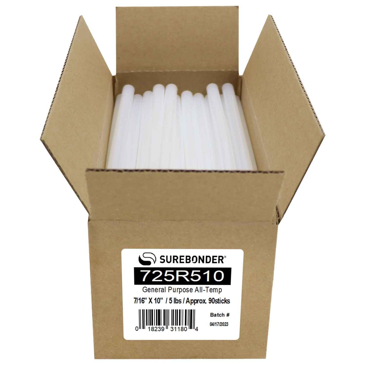 Surebonder 725R510 All Temperature General Purpose Hot Melt Glue Sticks 0.43" Diameter 10" Length-5 lbs-Approximately 90 Sticks, Clear
