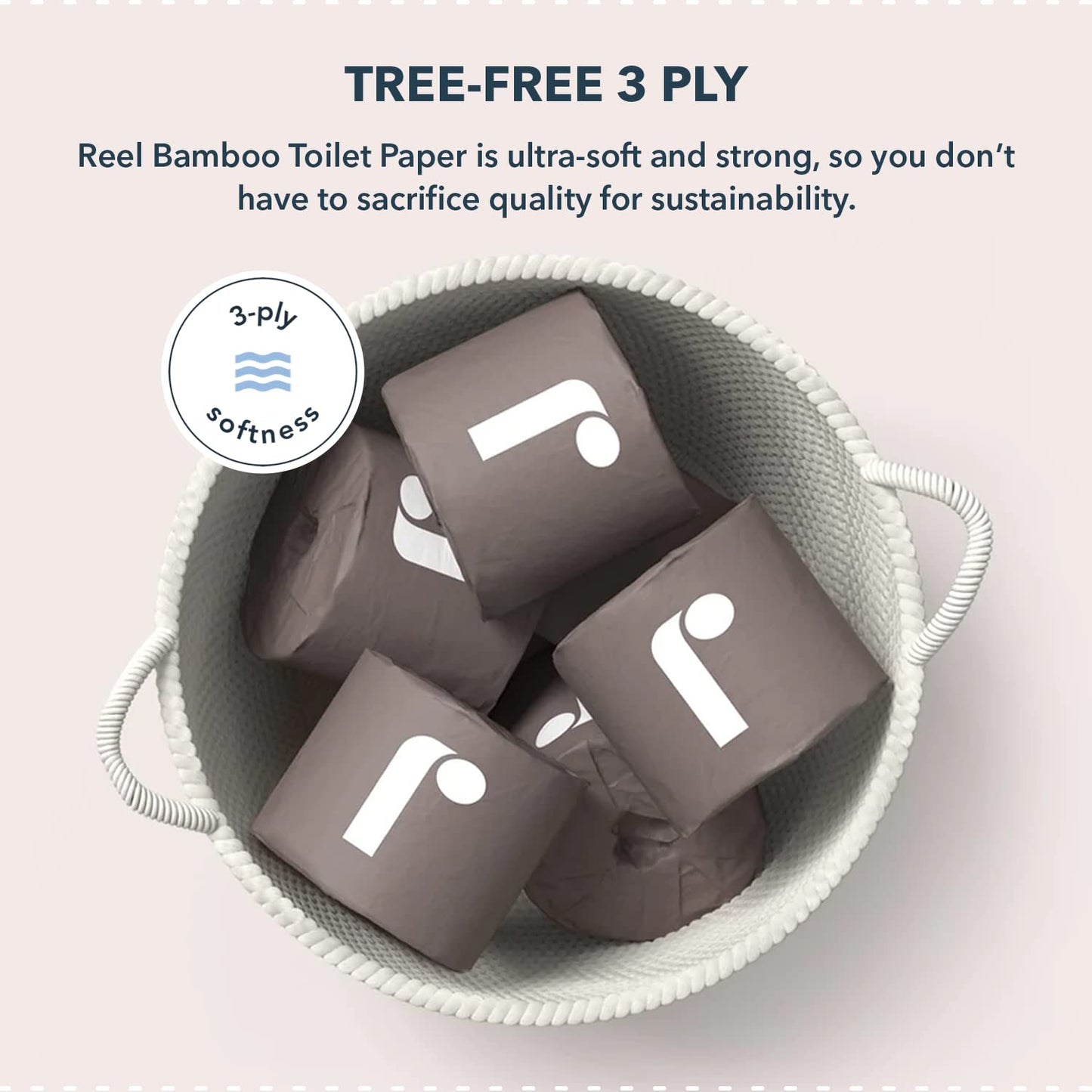Reel Premium Bamboo Toilet Paper - 12 Rolls of Toilet Paper - 3-Ply Made from Tree-Free, 100% Bamboo Fibers - Eco-Friendly, Zero Plastic Packaging, Septic Safe