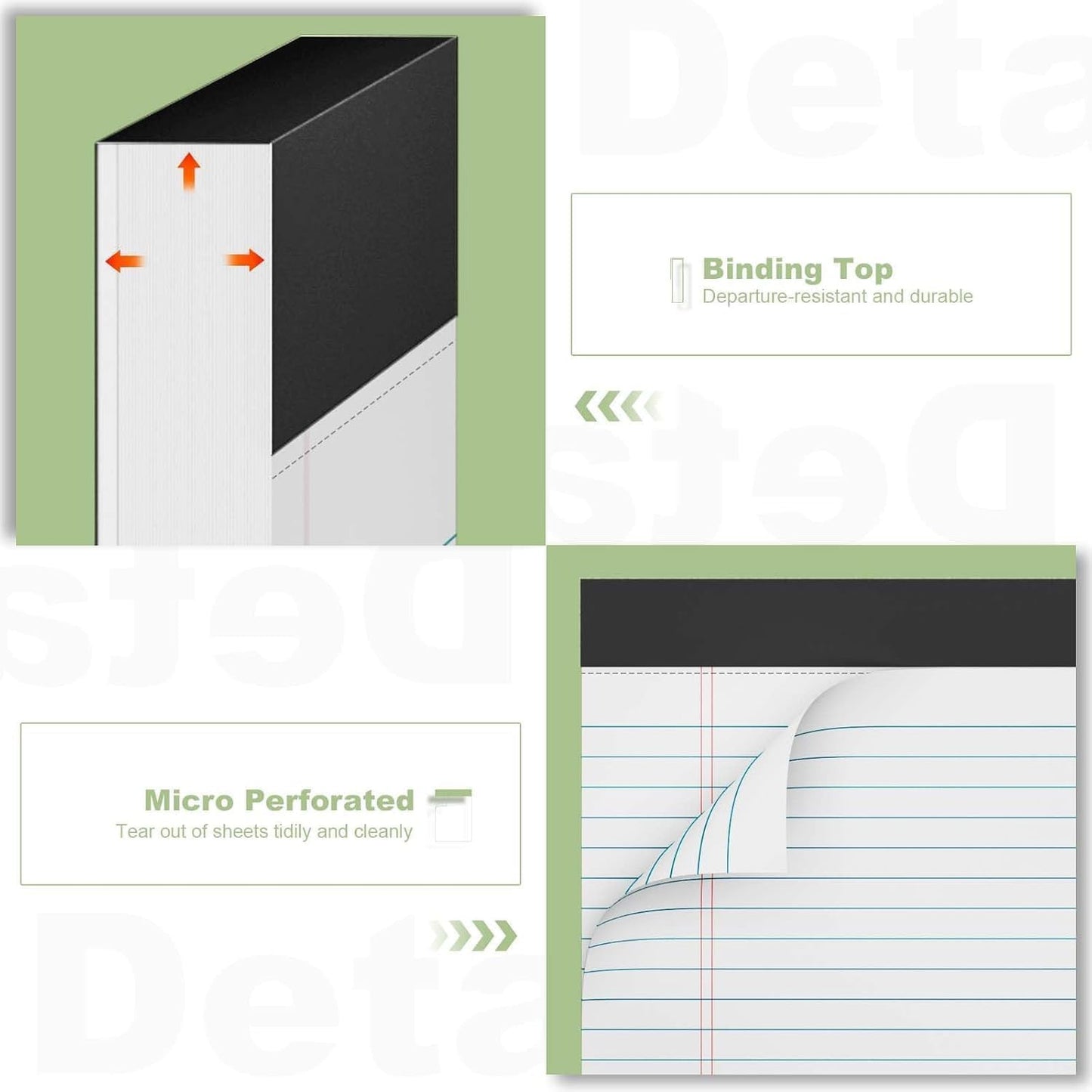 24 Pack White Legal Pads 8.5 x 11 Narrow Ruled, Notepads College Ruled Pads of Paper With Sturdy Back 37 Lines 70 GSM Paper, Writing Note Pads 30 Sheets Per Writing Pad for Taking Notes, Reminders
