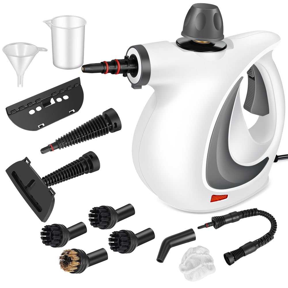 Handheld Pressurized Steam Cleaner with 12 pcs Accessories, Portable Steamer for Cleaning, Steam Cleaner for Home Use, Steamer for Cleaning Car, Furniture, Floor, Upholstery, Grout and Tile, Deep Gray
