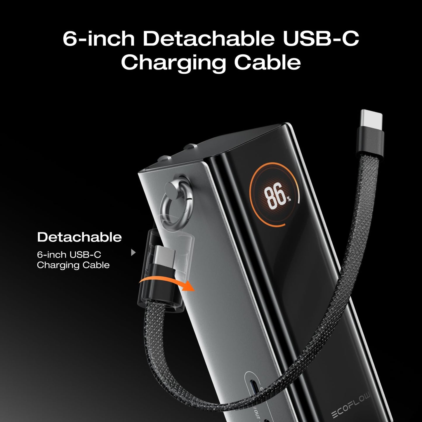 EF EcoFlow Rapid Pro 3-in-1 Power Bank, 10,000mAh Battery Pack with 67W Foldable AC Plug, Detachable USB-C Cable, 45W Fast Recharging, LCD Display Portable Power Bank,, Compatible with Phones, Laptops, and More