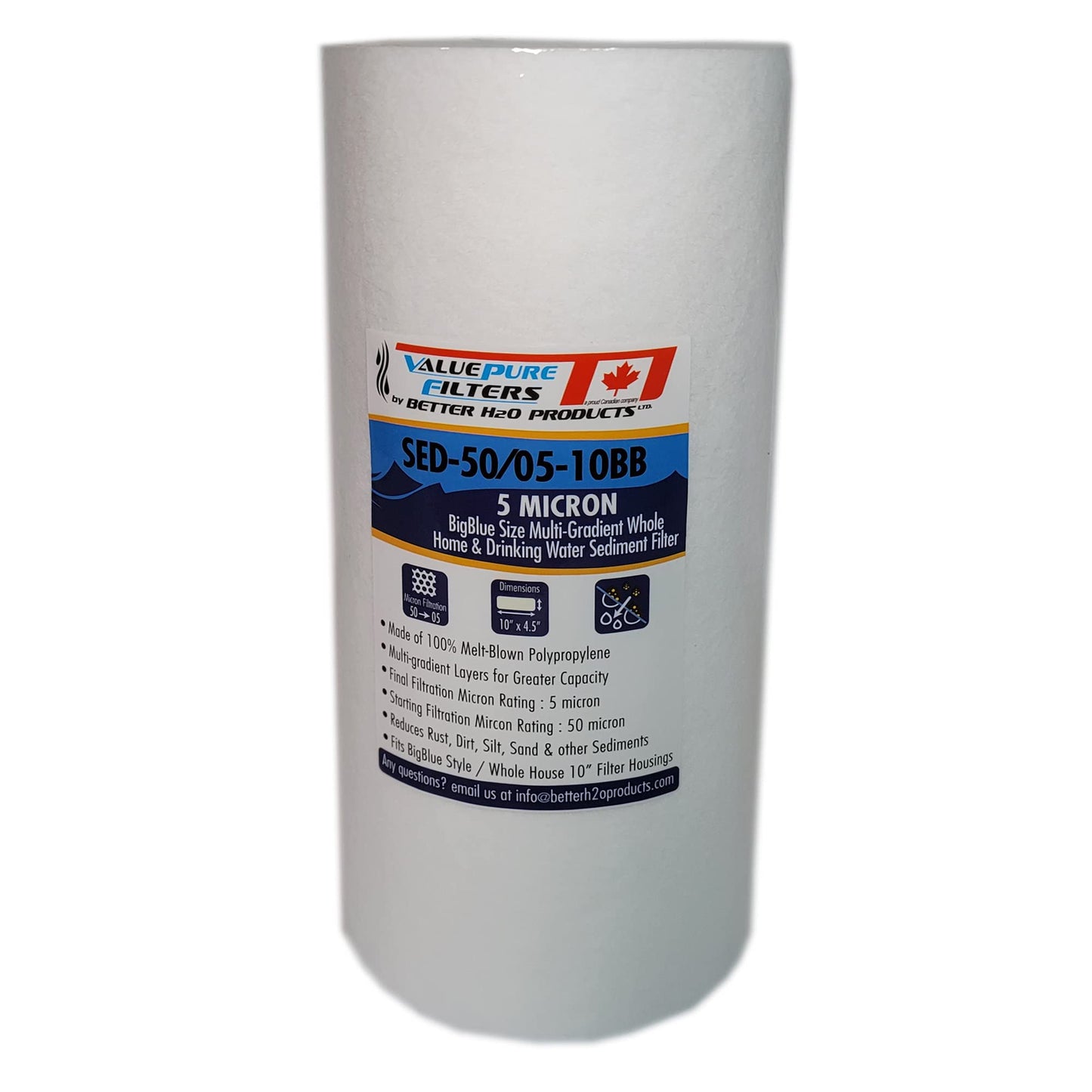 2-Pack | 5 Micron Multi-Gradient Sediment Filter | 10" x 4.5" Sediment Water Filter Replacement Cartridge | Whole House Sediment Filtration | What you need without the high cost! | Fits all 10-inch Big Style / Size Housing | Pack of 2 Filters