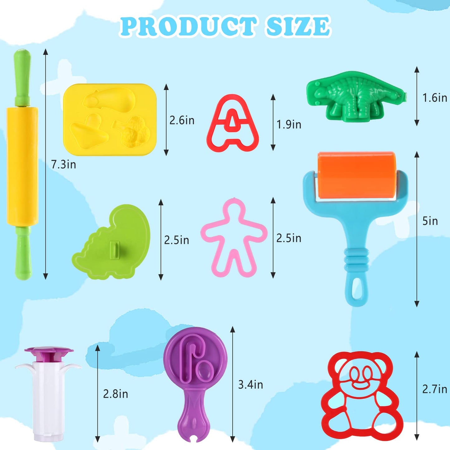 Oun Nana 144 PCS Dough Tools Set for Kids Ages 3-8 – Includes Letter & Number Cutters, Animal Cutters, Dinosaur Molds, Extruder, Scissors, Rollers, Dough Mat, Storage Bag