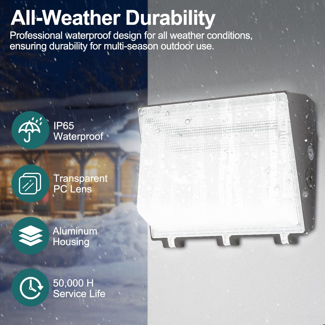 120W LED Wall Pack Light with Dusk to Dawn Photocell, 13200LM 5000K Daylight 100-277V, Waterproof Outdoor Commercial Wall Mounted Lights for Parking Lot, Yard, ETL Listed