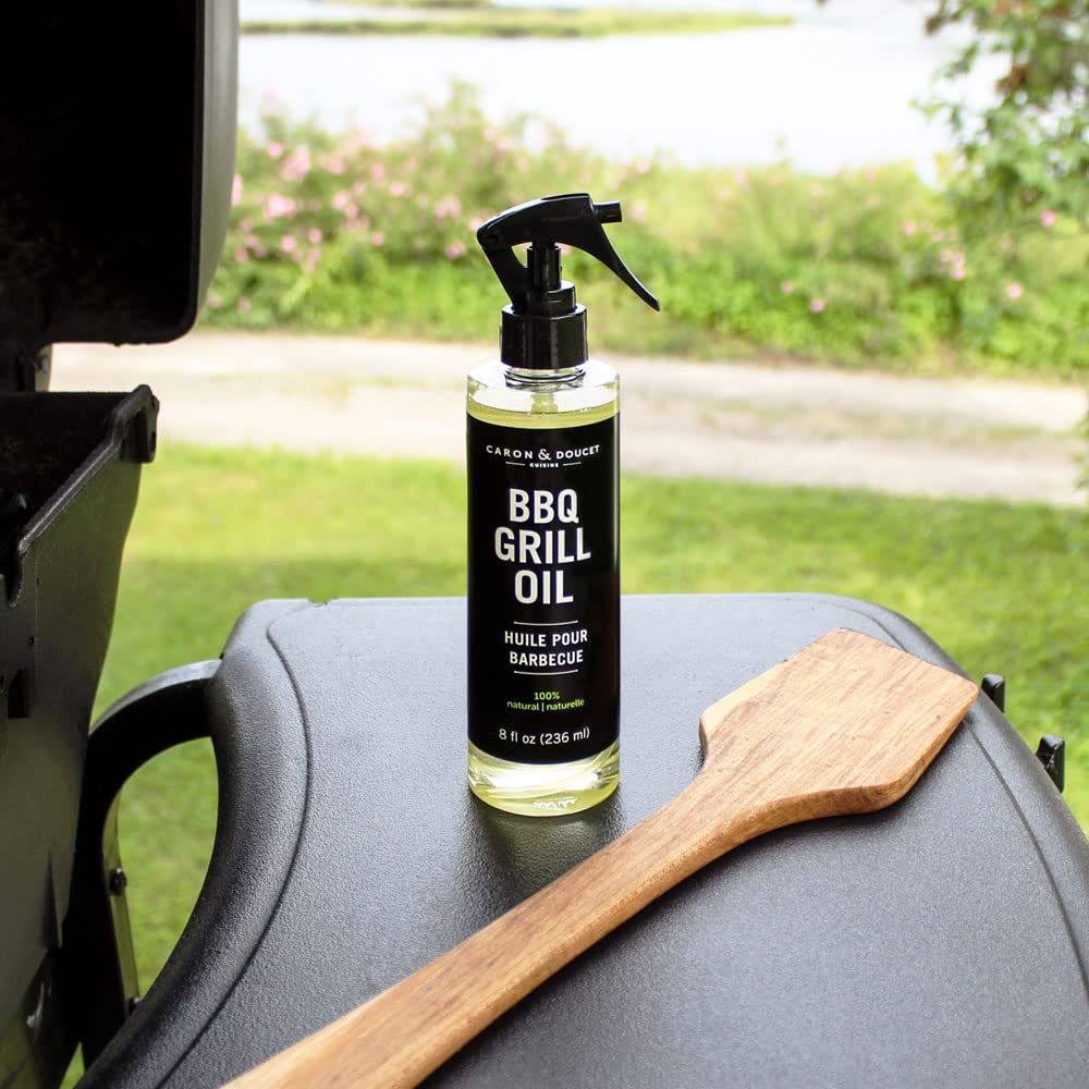 Caron & Doucet - BBQ Grill Cleaner Oil | Plant-Based & Vegan | Best for Cleaning Barbeque Grills & Grates | Use with Wooden Scrapers, Brushes, Accessories & Tools | Great Gift for Dad! (8 oz 2 Pack)