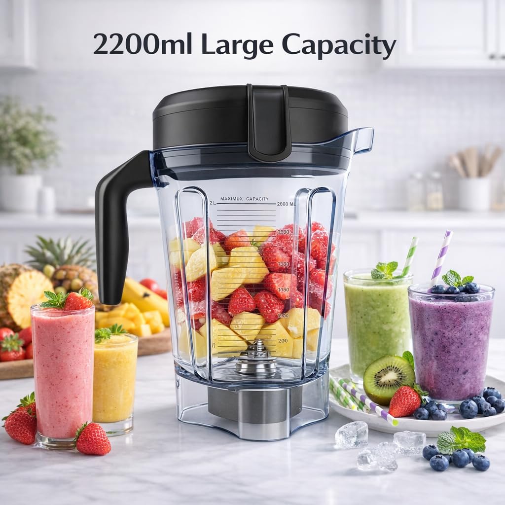 for Vitamix Blender Pitcher 64oz Low-Profile, Replacement Pitcher for Vitamix 750 5300 5200 5000 7500 6300 Vm0102 Vm0103 Vm0197 E310 G/Classic C/Explorian/Commercial Series etc