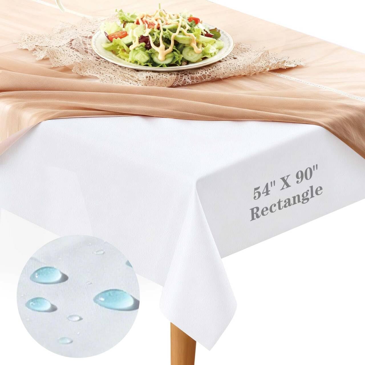Table Protector Waterproof Deluxe Heavy Duty Vinyl Tablecloth with Flannel Backing Protects Tables from Spills and Scratches Cut to Fit Table Pad for Dining Room Table, 54" x 90" Rectangle
