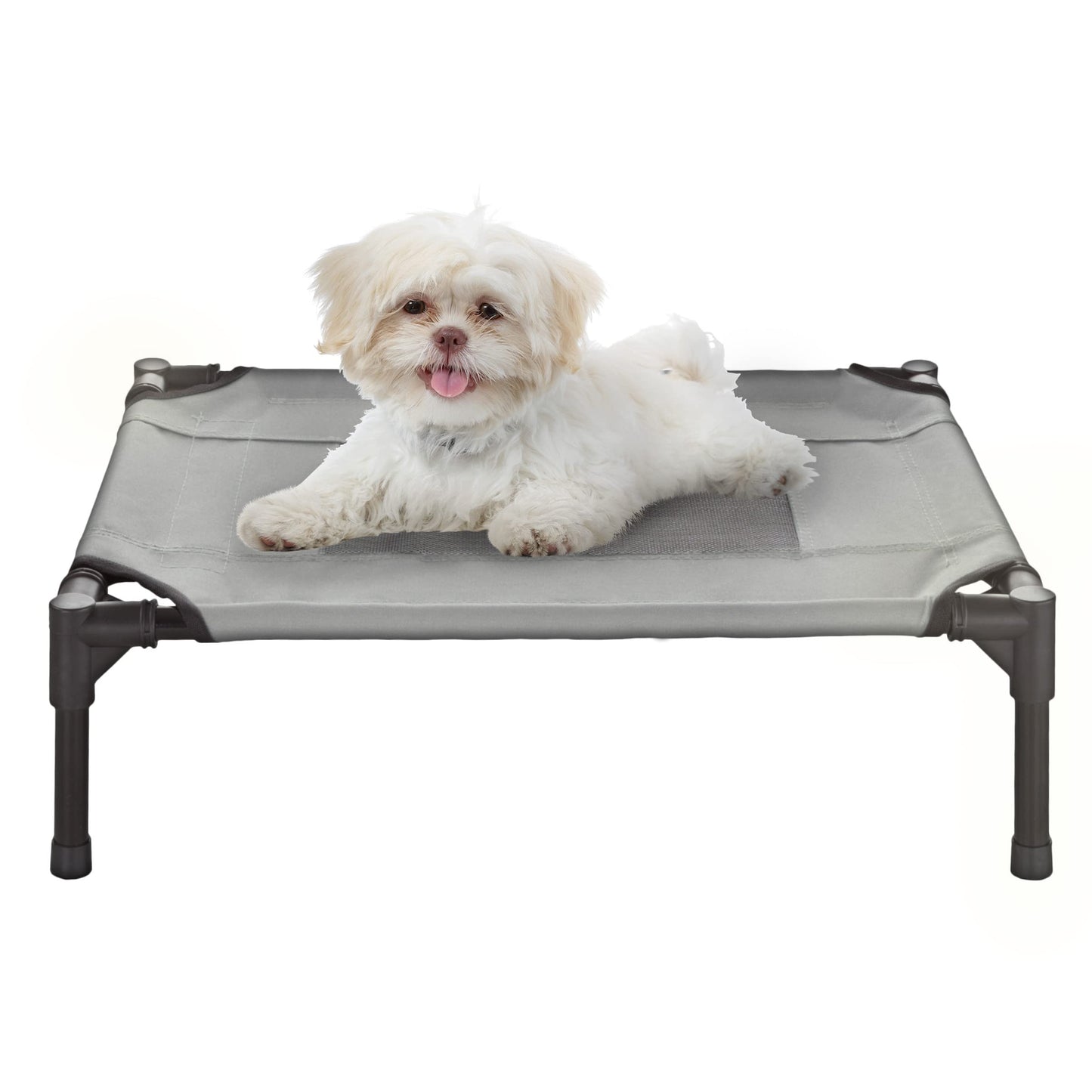 PETMAKER Elevated Pet Bed-Portable Raised Cot-Style Bed w/Non-Slip', 24.5”X 18.5”X 7” for Dogs, Cats, & Small Pets-Indoor/Outdoor Use (Gray) , Grey