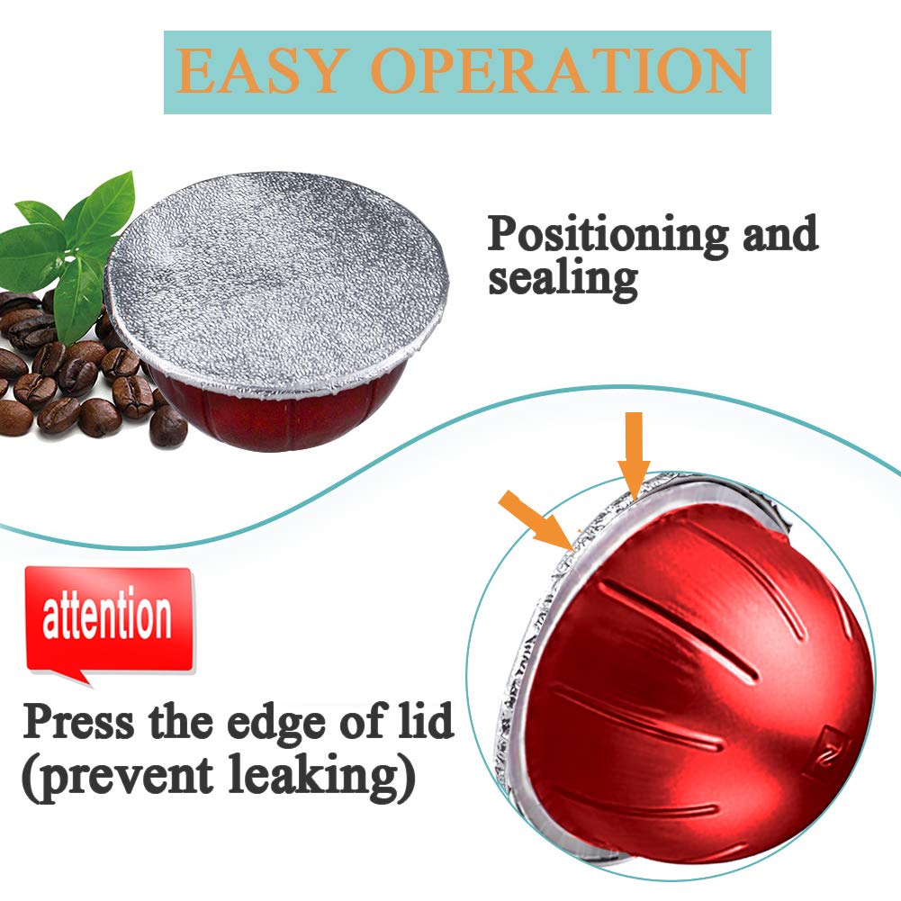 CAPMESSO Aluminum Foils Lids to Reuse Vertuoline Capsules Coffee Pods Compatible with Nespresso VertuoLine Machine 64mm(400/package)
