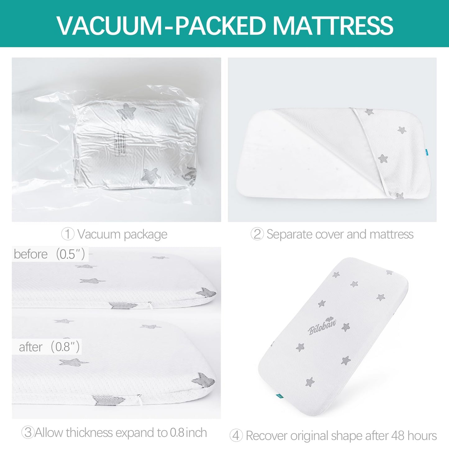 Biloban Bassinet Mattress Pad Topper 33" x 20" x 1", Waterproof Breathable Soft Bassinet Mattress Pad Topper Compatible with TCBunny 2-in-1 Baby Bedside Sleeper and Besrey Bedside