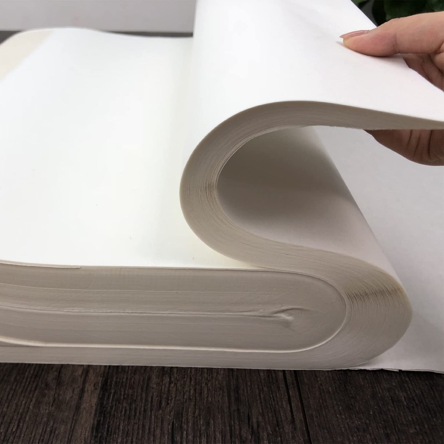 400 Sheets 13.6 x 27.2 Inch Xuan Rice Paper for Chinese Japanese Calligraphy, Half-raw Half-ripe Sumi Ink Drawing Rice Pape Without Grids for Chinese Japanese Character Writing