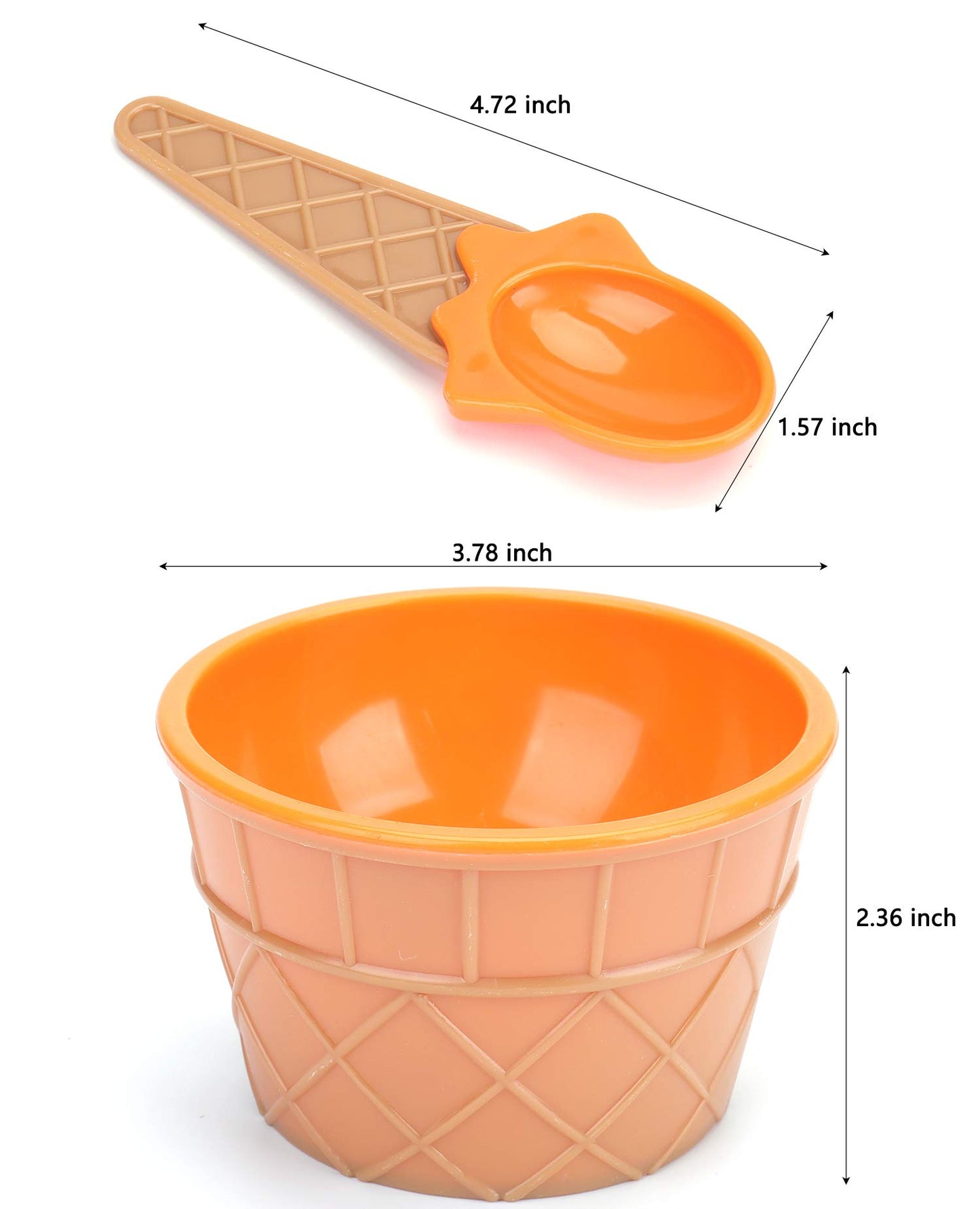 Lawei 24 Pack Plastic Ice Cream Bowls with Spoons, Reusable Fun Ice Cream Cups Bulks, 6 Cartoon Candy Color Cute Ice Cream Dessert Bowls Set for Sundae Frozen Yogurt Summer Holiday Parties