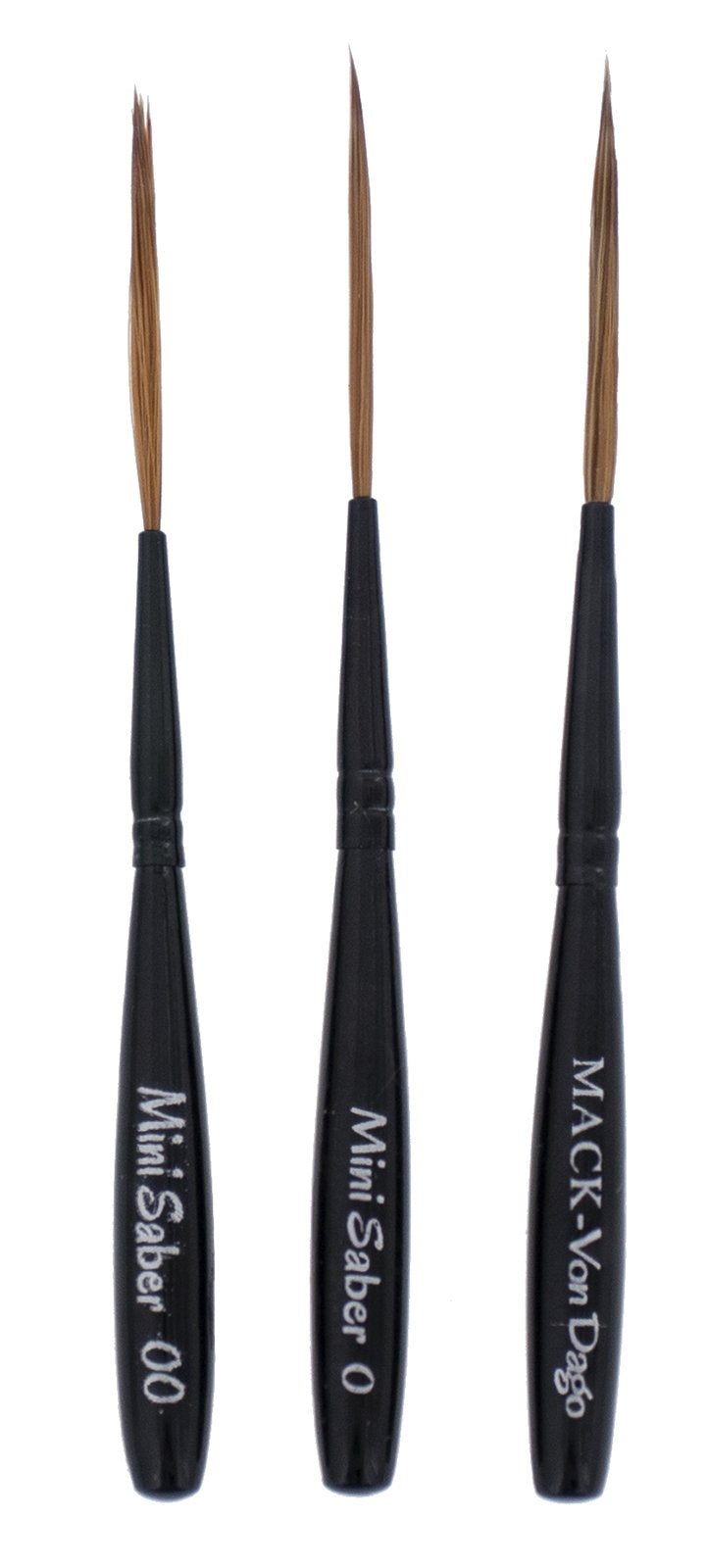 Andrew Mack Brush AMVD-MS-SET Von Dago Mini Saber Set of 3 Pinstriping Brushes Sizes 00-1