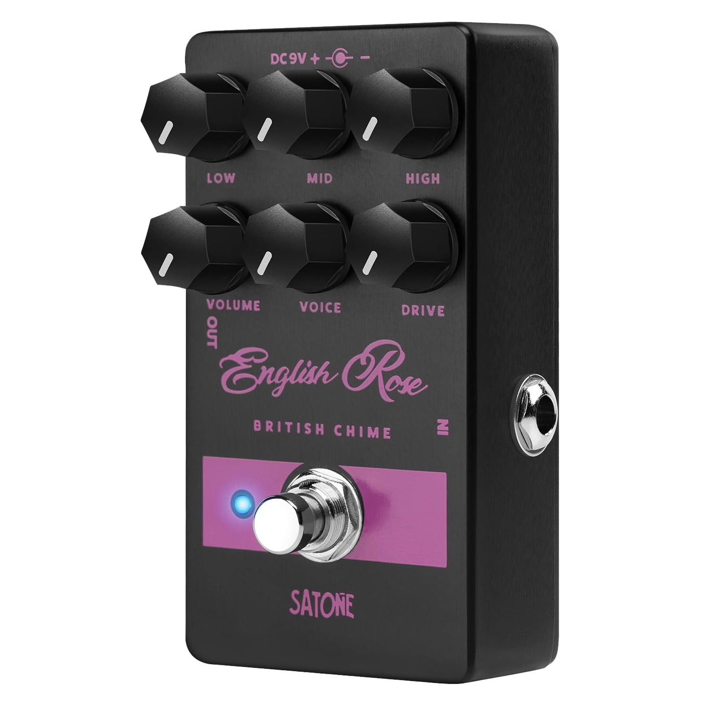 Satone S812 English Rose British Chime Overdrive Electric Guitar Effect Pedal - Bell-like Tone Transform Effect Preset Acoustic Metal Pedal with 3-Band EQ True Bypass