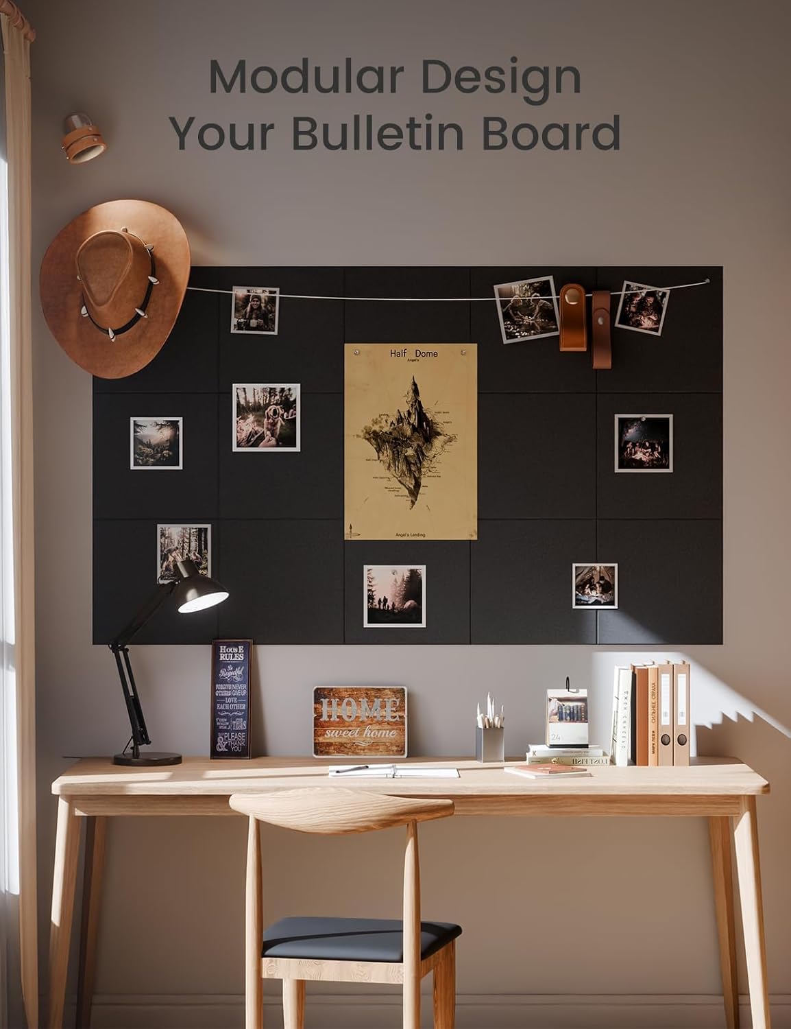 Large Cork Board Alternative, 47" x 35" Black Bulletin Board, 12-Pack Felt Wall Tiles with 60 Pushpins, Safe Removable Adhesive Tabs, Cork Boards for Office/Home Push Pin Board Tack Board Felt Board