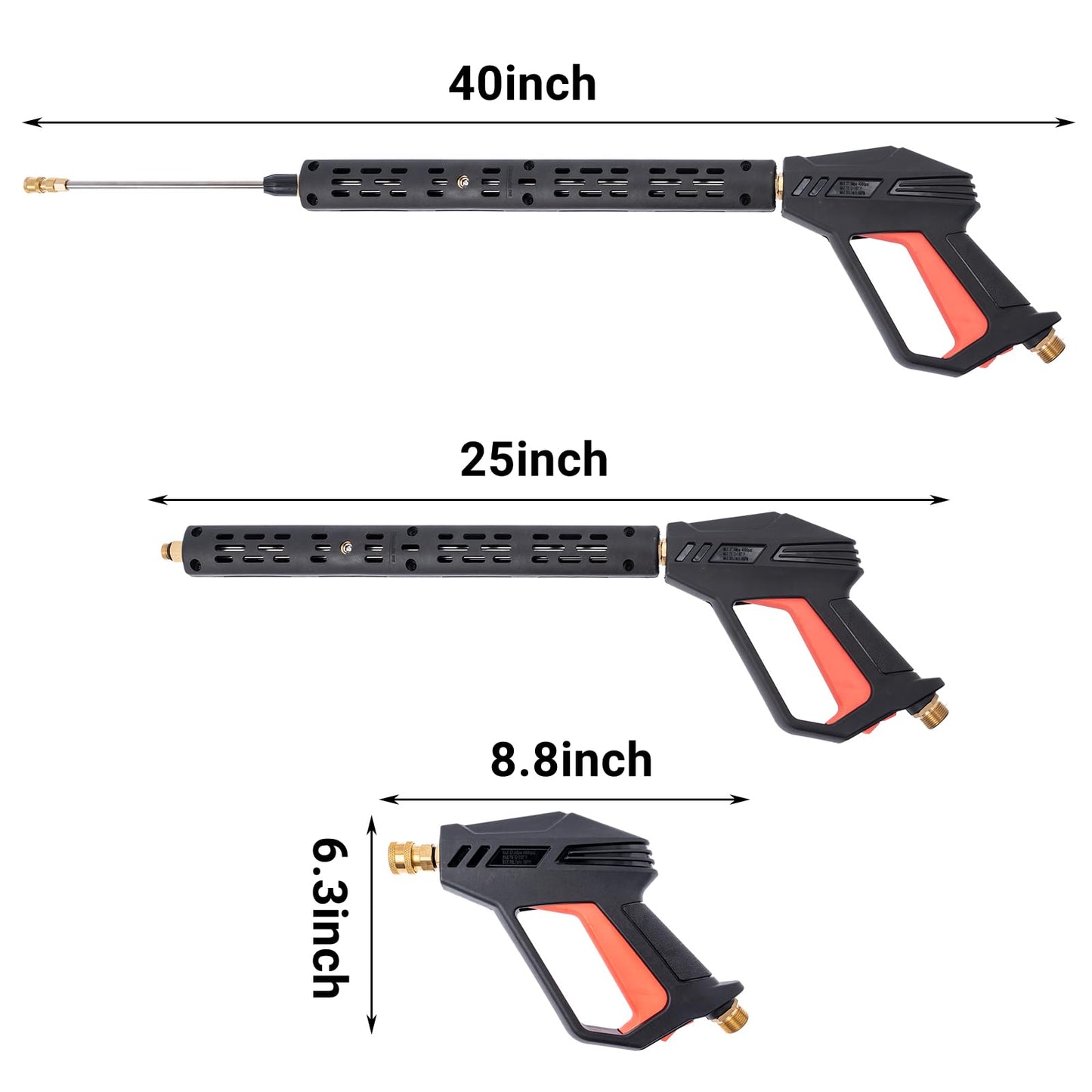 4000 PSI Replacement Pressure Washer Gun, with Extension Wand, 40 Inch,M22 15mm or M22 14mm Fitting, 5 Nozzle Tips