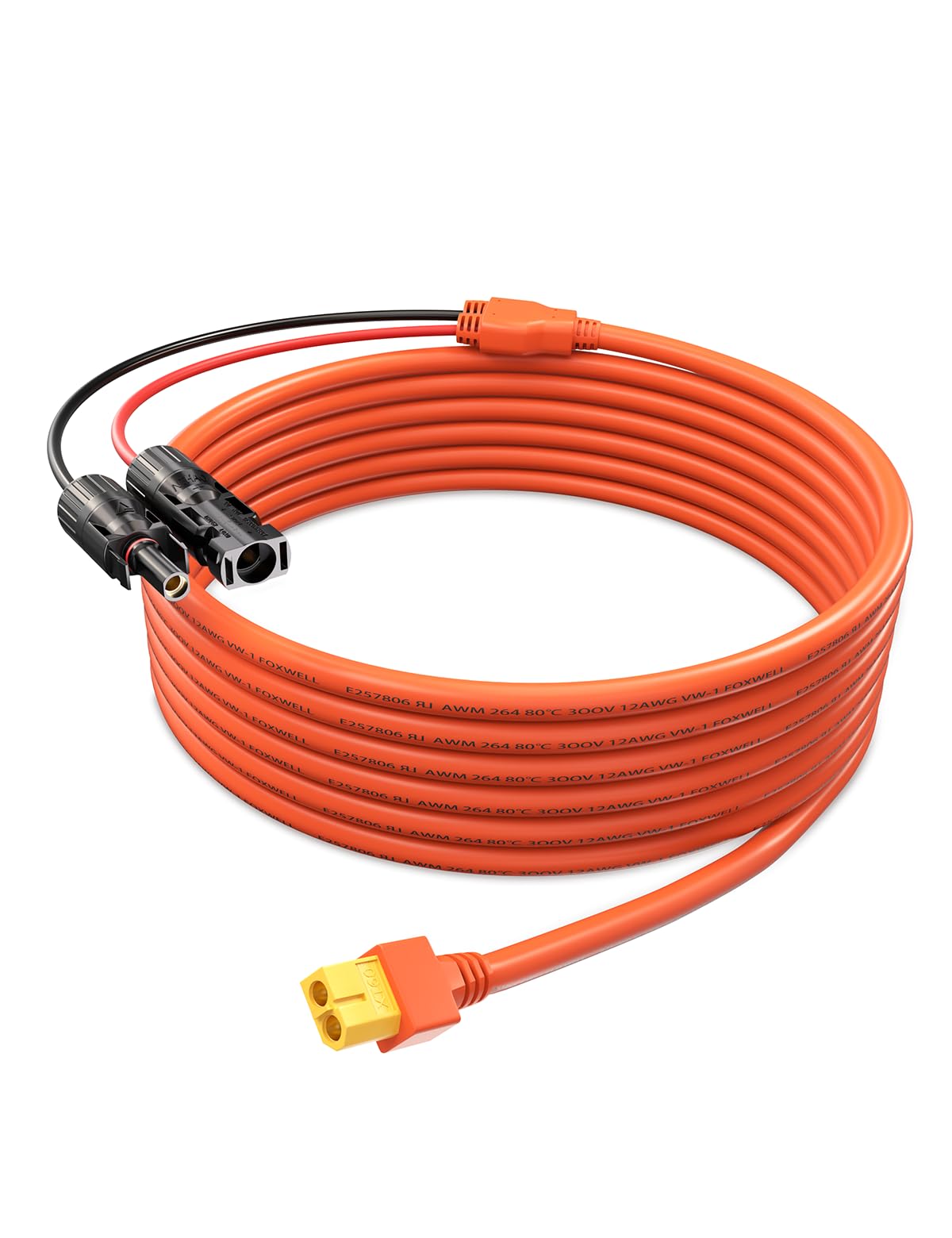 Tonton Solar Panel Connector to XT60 Adapter Extension Cable, 12AWG 16.5ft, for Solar Panel to Portable Power Station, Solar Generator, RV, and EF ECOFLOW RIVER & DELTA Series Portable Power Stations