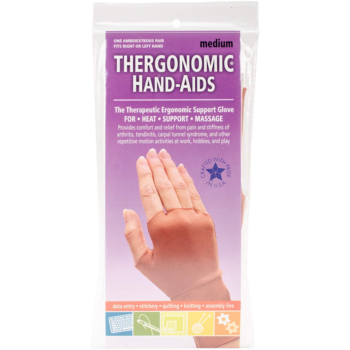 Source Marketing Thergonomic Hand-Aids Support Gloves, Medium