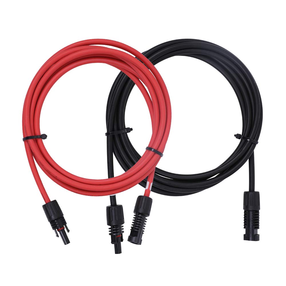 Renogy 10AWG Solar Extension Cable 10FT，MC4 ,10 awg wire with 2 Pair of Panel Connectors（One Pair 10 Feet Red & Black）