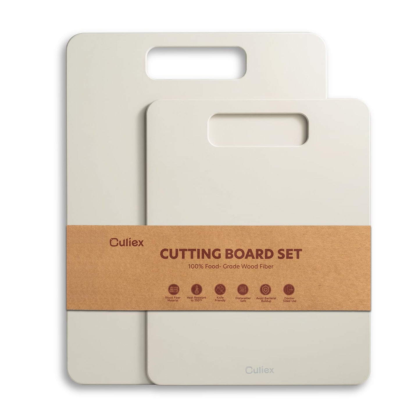 Culiex Wood Fiber Cutting Board Set of 2, Dishwasher Safe, Non-Toxic Cutting Board for Kitchen, BPA Free, Non-Slip, Non-Porous Composite Chopping Board for Meat Vegetable Fruit