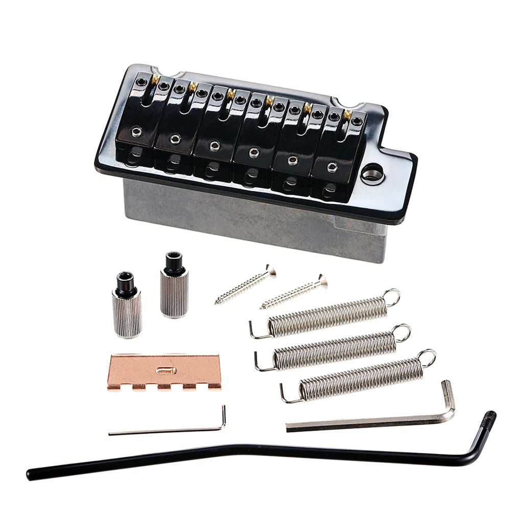 ST Guitar Tremolo Bridge 52.5mm(6 Strings) Spceing Double System Bridge 2-Point for Strat Electric Guitar Replacement Electric Guitar Tremolo Bridge, Chrome