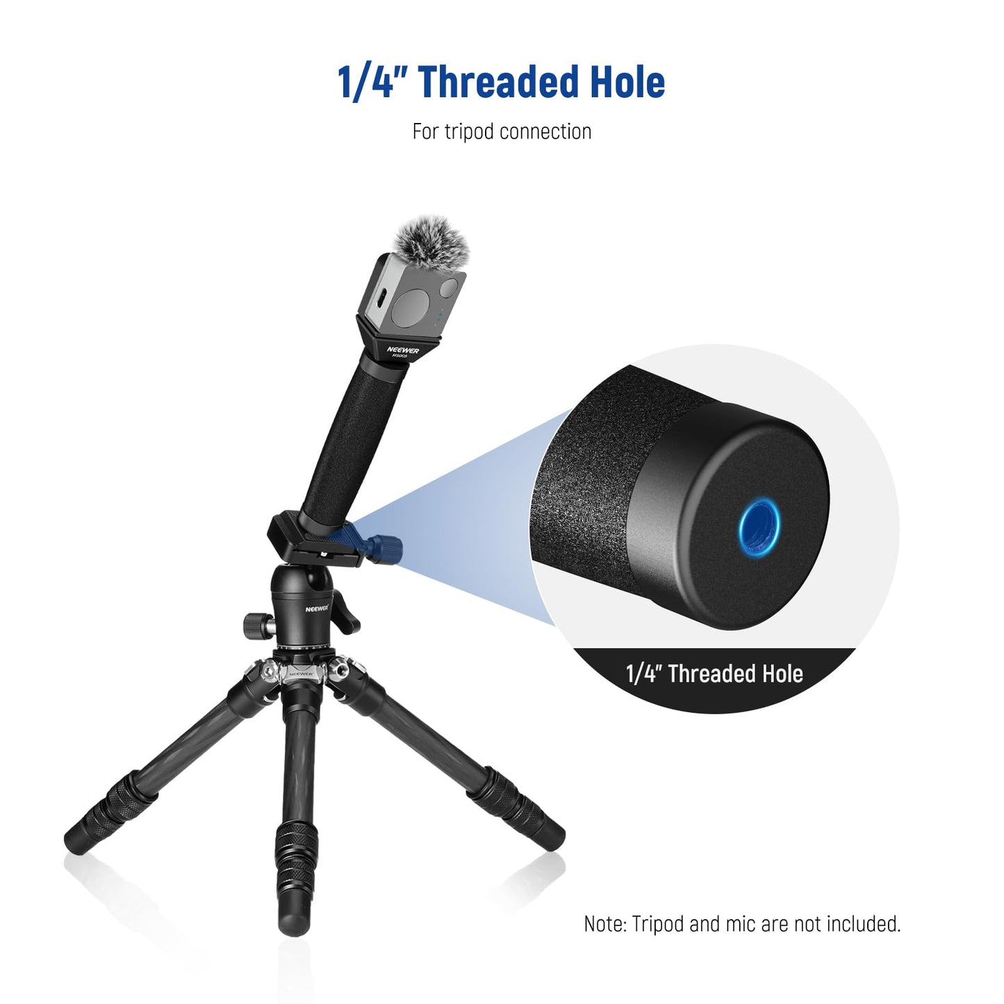 NEEWER 13"/33cm Telescopic Lavalier Microphone Handheld with Anti Off Cold Shoe Foam Windscreen Interview Mic Handle Compatible with Rode Wireless Go II DJI Mic CM31, MS005