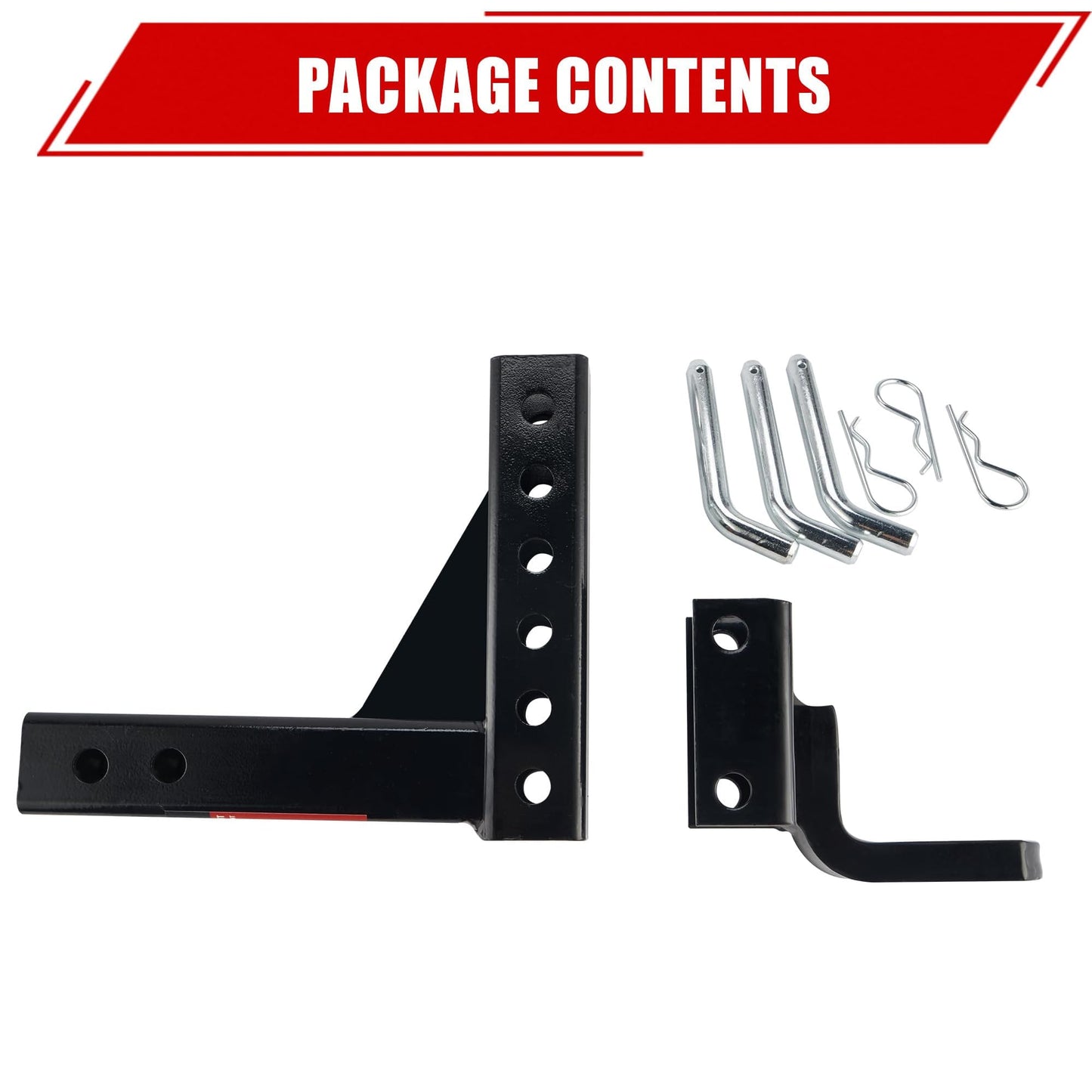 TYT Adjustable Trailer Hitch Ball Mount, 6-Position Tow Hitch, Fits 2-Inch Receiver, with 1" Hitch Ball Hole, 9-1/2" Drop & 8-1/4" Rise Drop Hitch, 7500 lbs