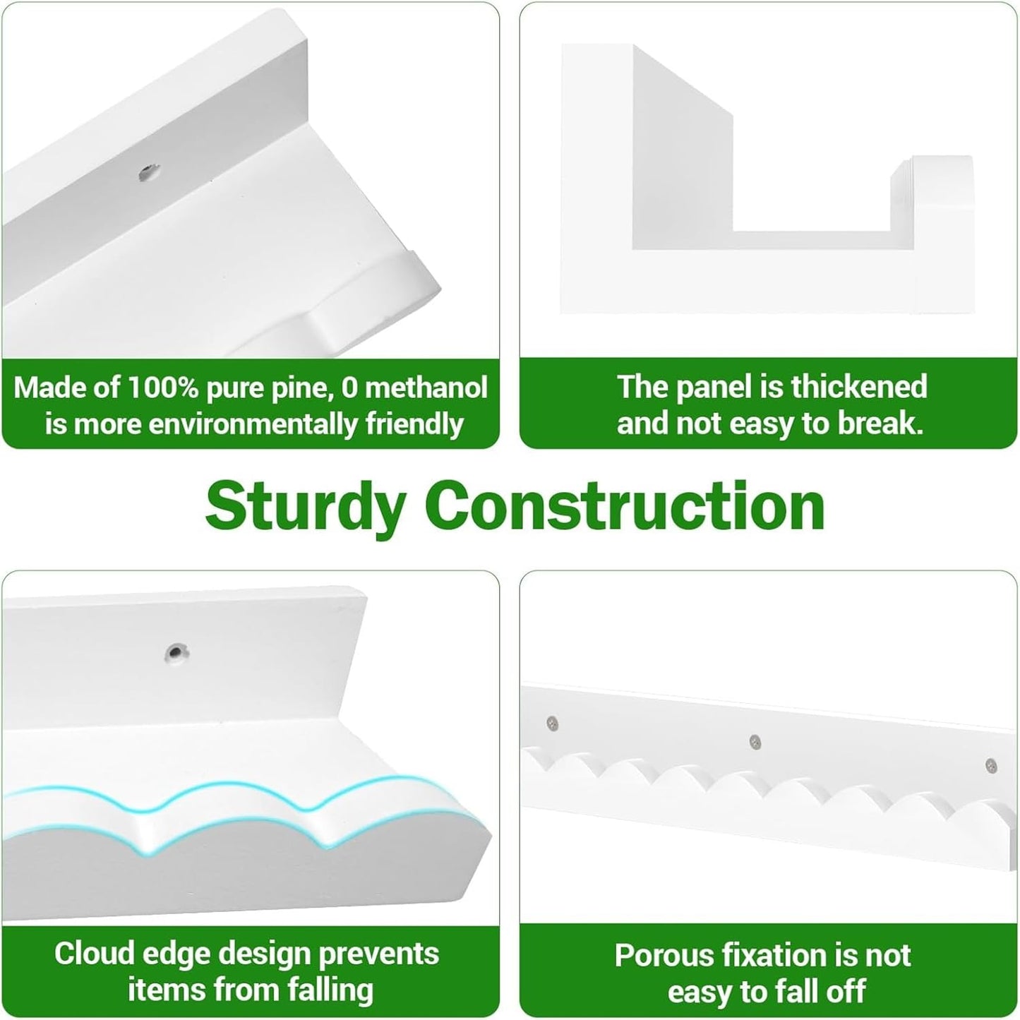 Watelife Nursery Book Shelves, 4-Pack White Floating Shelves for Wall Kids, Scalloped, Wall Book Shelve for Bedroom Kids, Toddler Room, Baby Room, Nursery Decor(Medium 23 Inches)