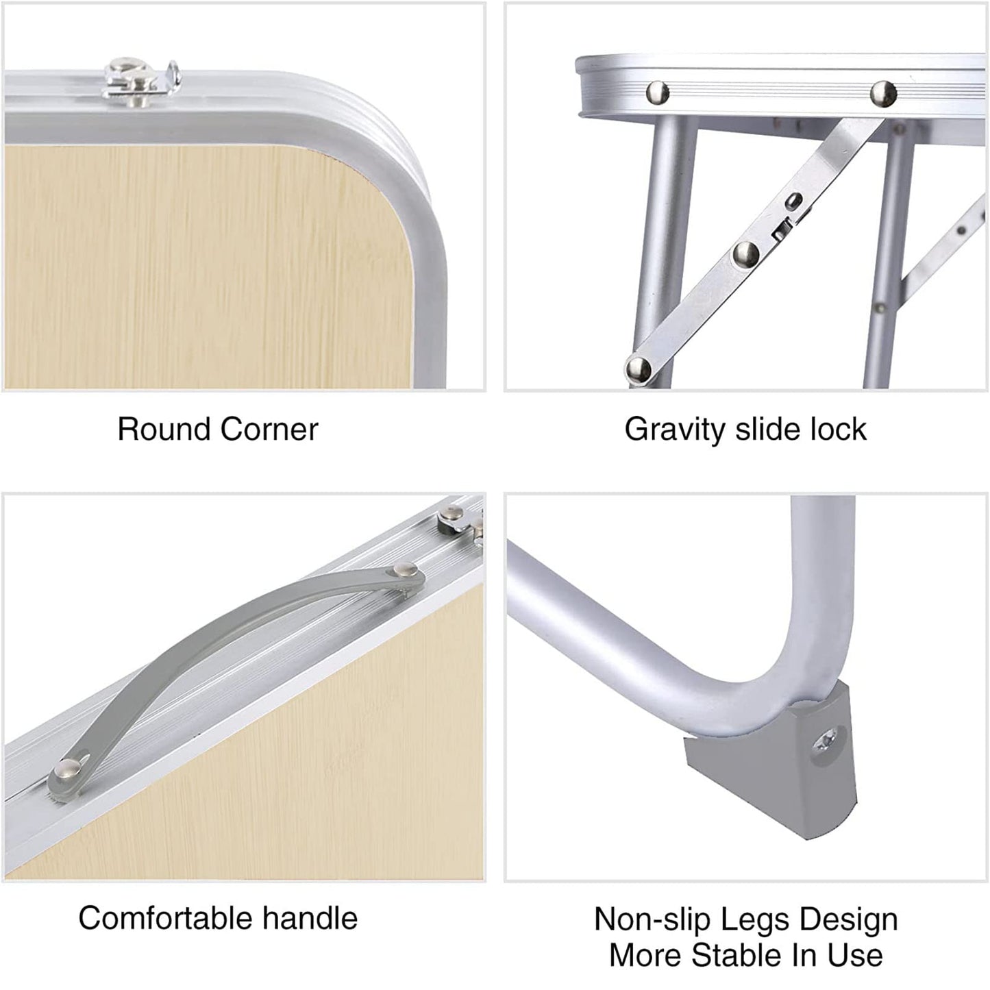 Tlingsd Foldable Laptop Table for Bed, Lap Desk, Bed Desk, Breakfast Serving Bed Tray, Portable Aluminum Alloy Mini Picnic Table Folds in Half with Inner Storage Space (Beige, Aluminum Foot)