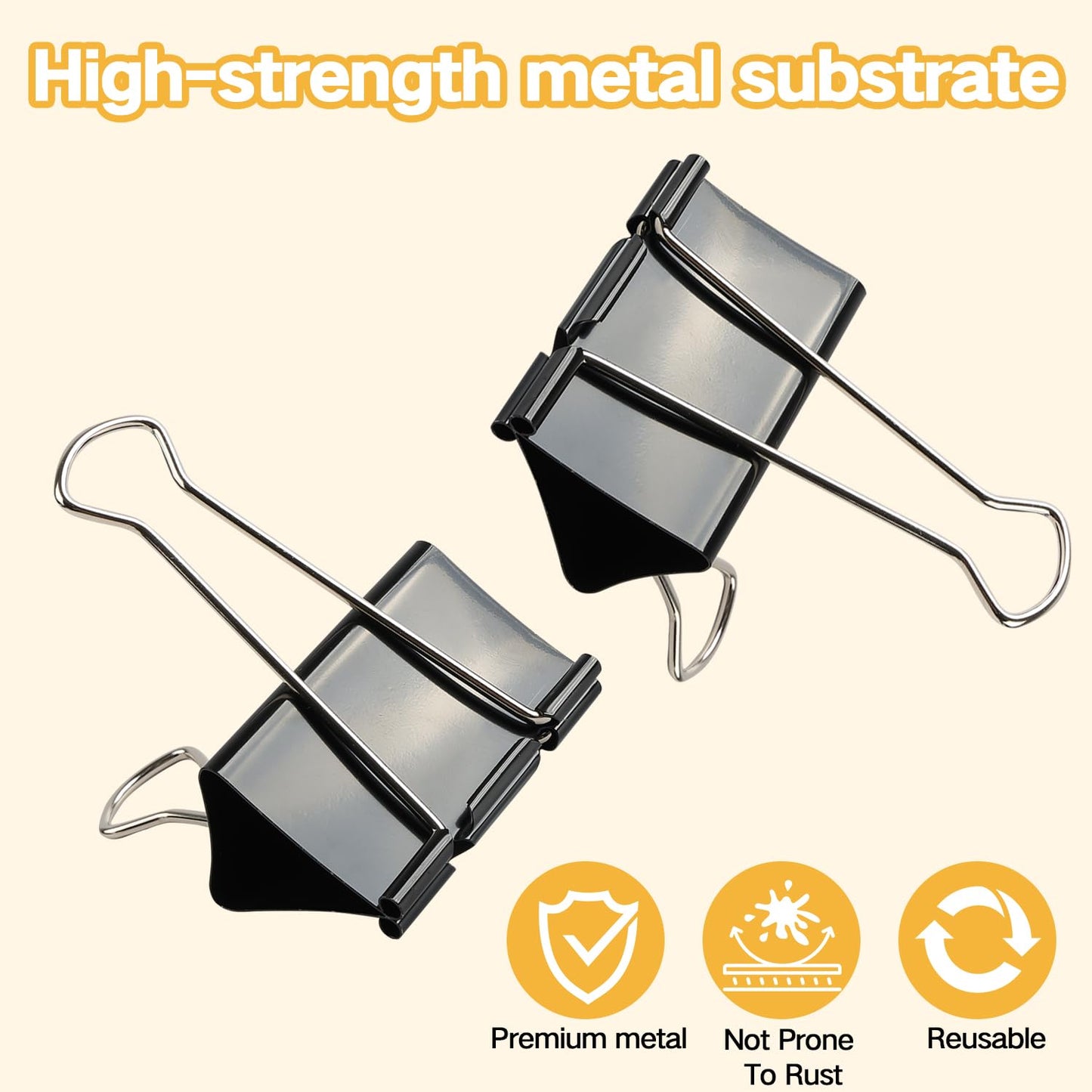 30-Pack Jumbo 3" Heavy-Duty Clips, 1.5" Clamping Capacity Tempered Steel No-Slip Grip Clamps for Office, Home, School, Food Storage & Outdoor Use